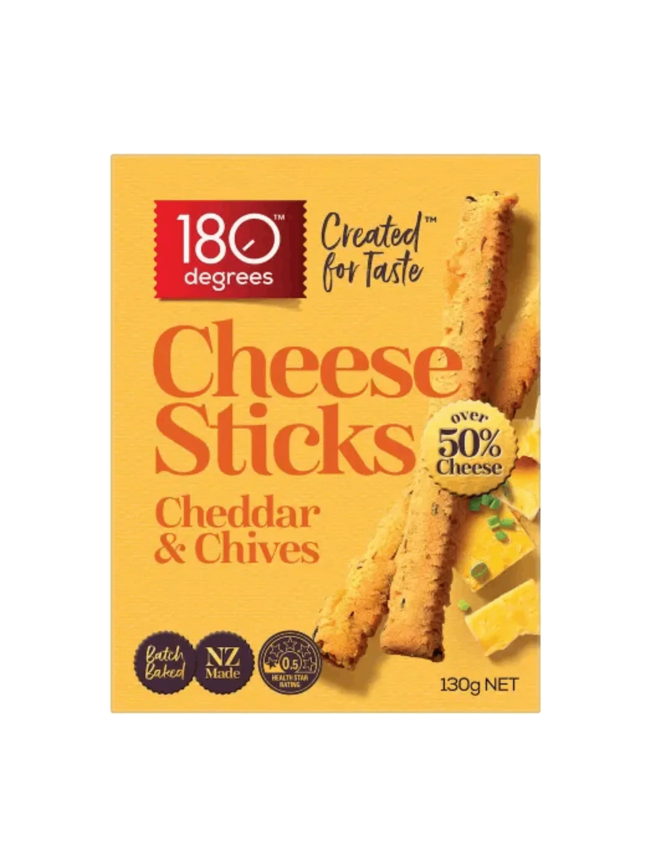 180 DEGREES CHEDDAR & CHIVES CHEESE STICKS 130G