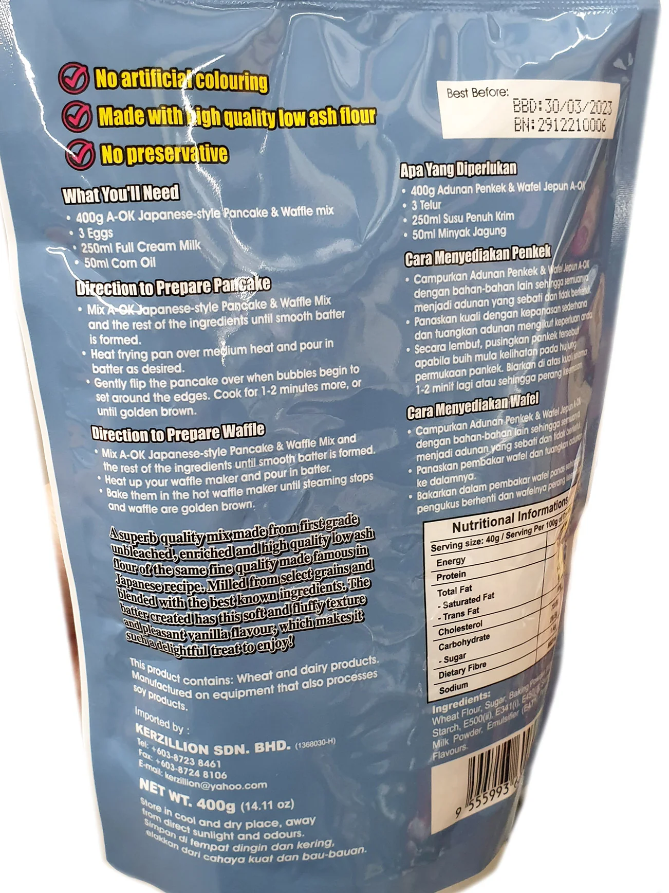 A-OK JAPANESE STYLE PANCAKE & WAFFLE MIX 400G - Image 2