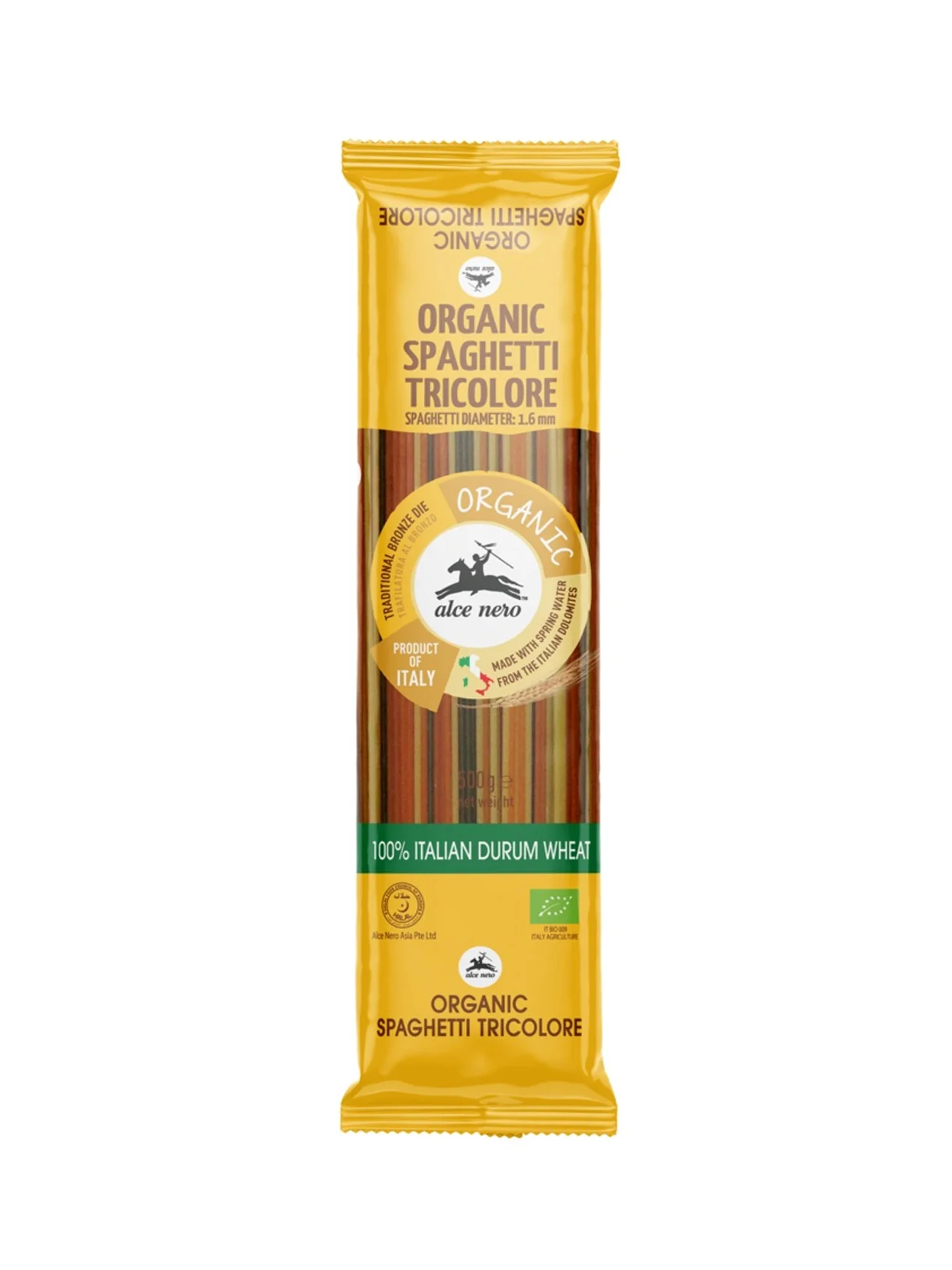 ALCE NERO ORGANIC TRICOLORE SPAGHETTI 500G