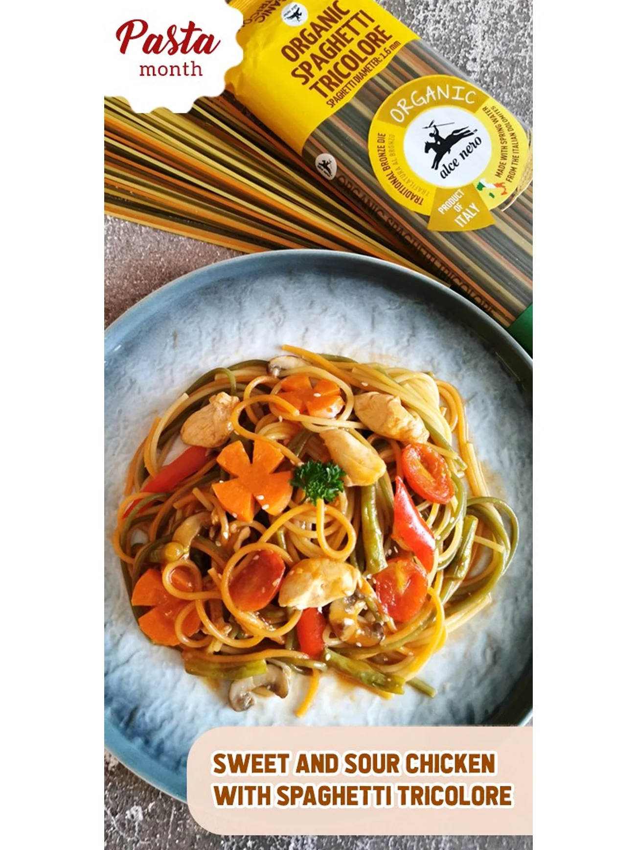 ALCE NERO ORGANIC TRICOLORE SPAGHETTI 500G - Image 3