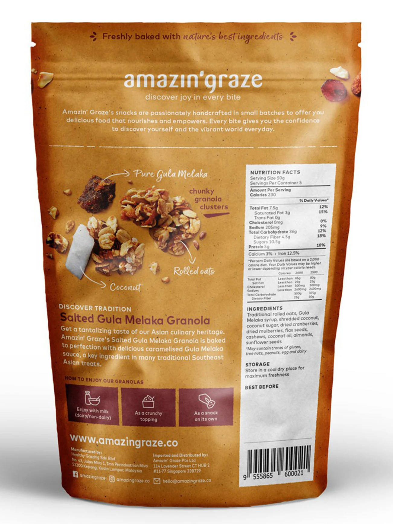AMAZIN' GRAZE SALTED GULA MELAKA GRANOLA 250G - Image 2