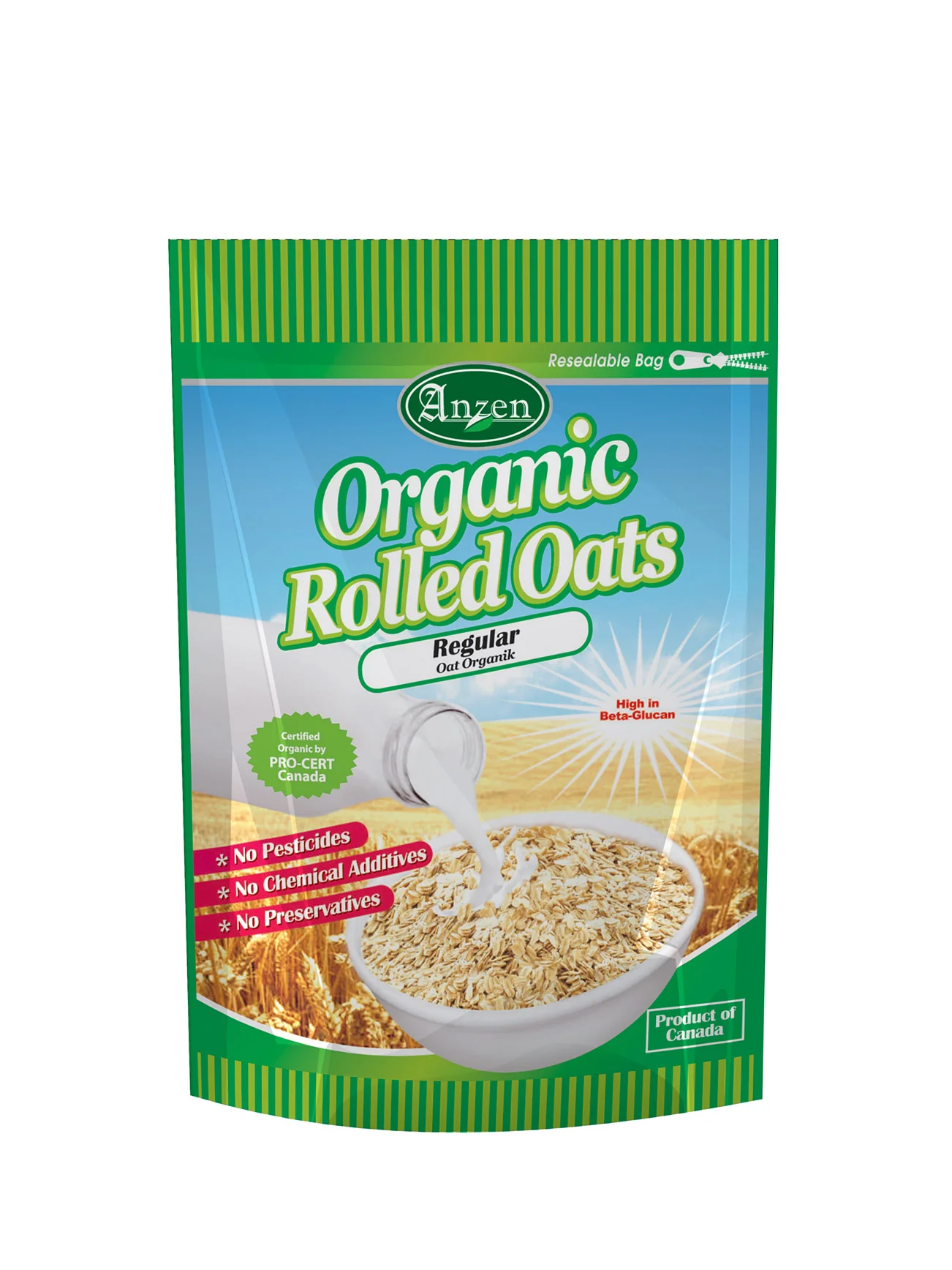 ANZEN ORGANIC REGULAR ROLLED OATS 500G - Image 3