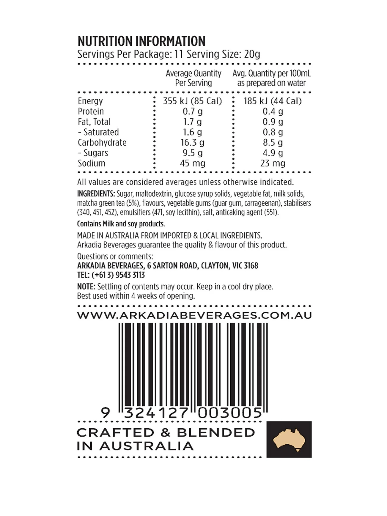 ARKADIA CHAI TEA MATCHA 220G - Image 2