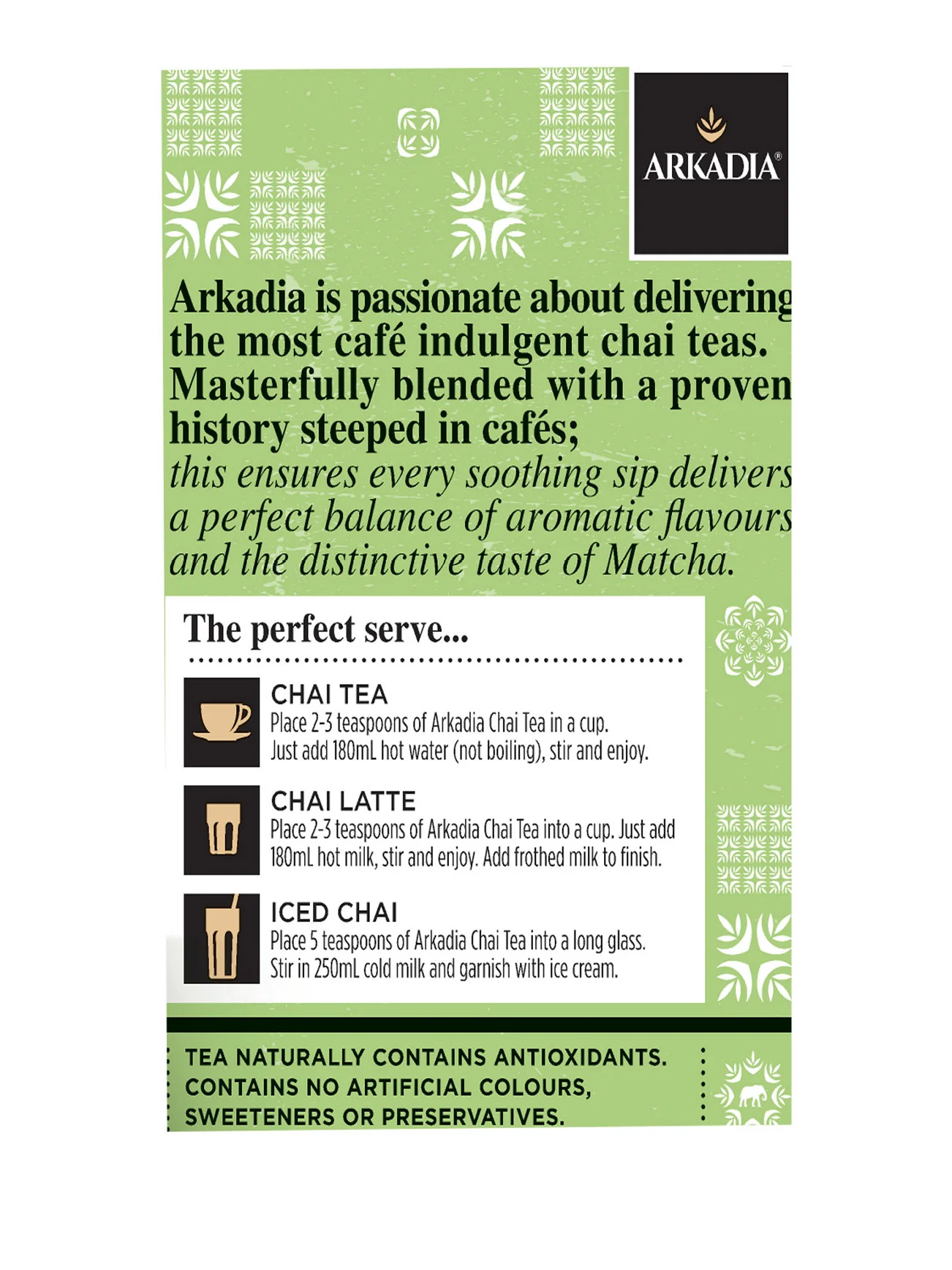 ARKADIA CHAI TEA MATCHA 220G - Image 3