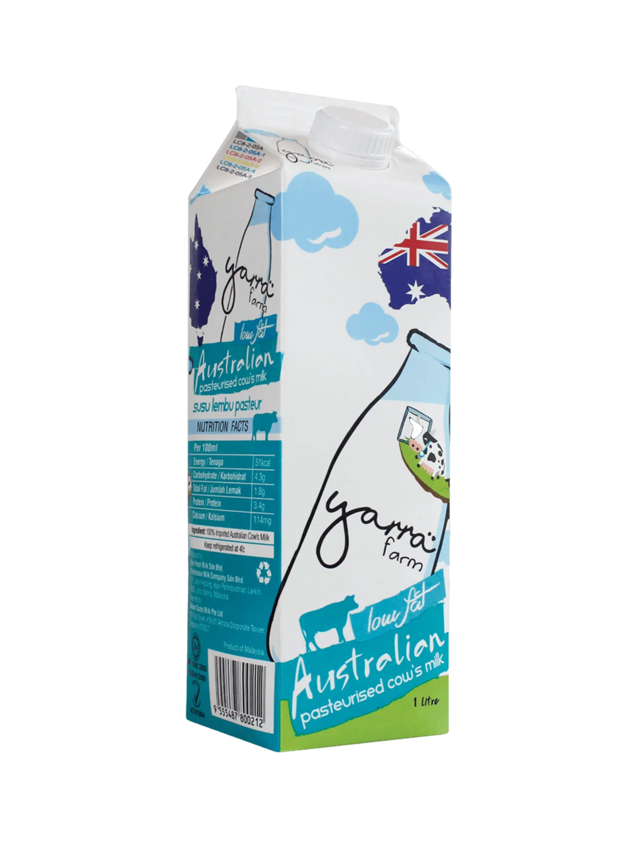 AUSTRALIAN YARRA LOW FAT MILK 1L