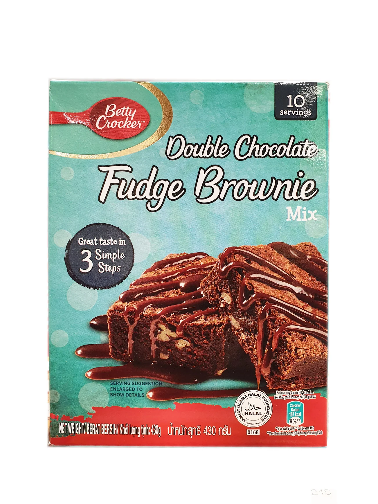 BETTY CROCKER FUDGE BROWNIES MIX DOUBLE CHOC 430G - Image 2