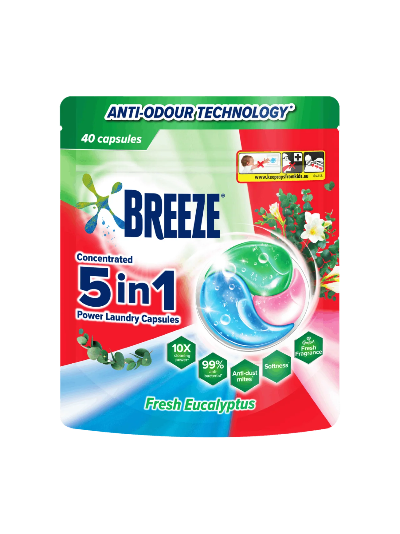 BREEZE LAUNDRY CAPSULE FRESH EUCALYPTUS 40S