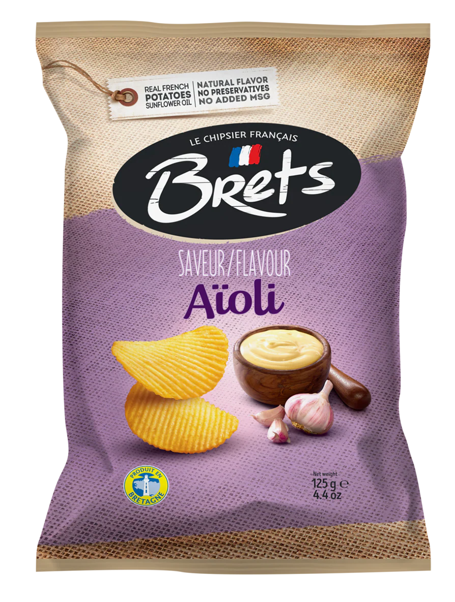 BRETS POTATO CRISPS AIOLI (GARLIC) 125G