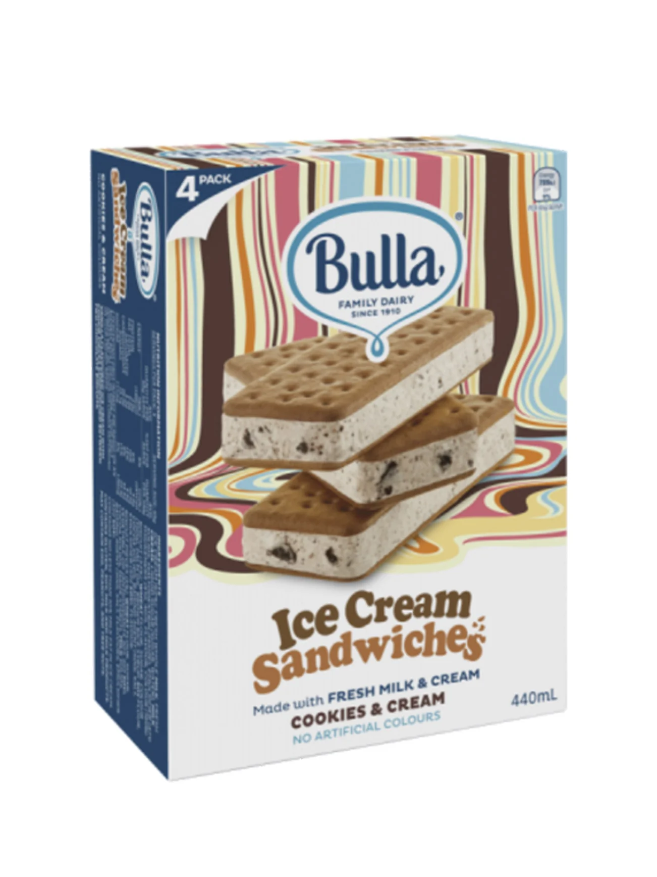 BULLA ICE CREAM SANDWICHES COOKIES & CREAM 4S 440M