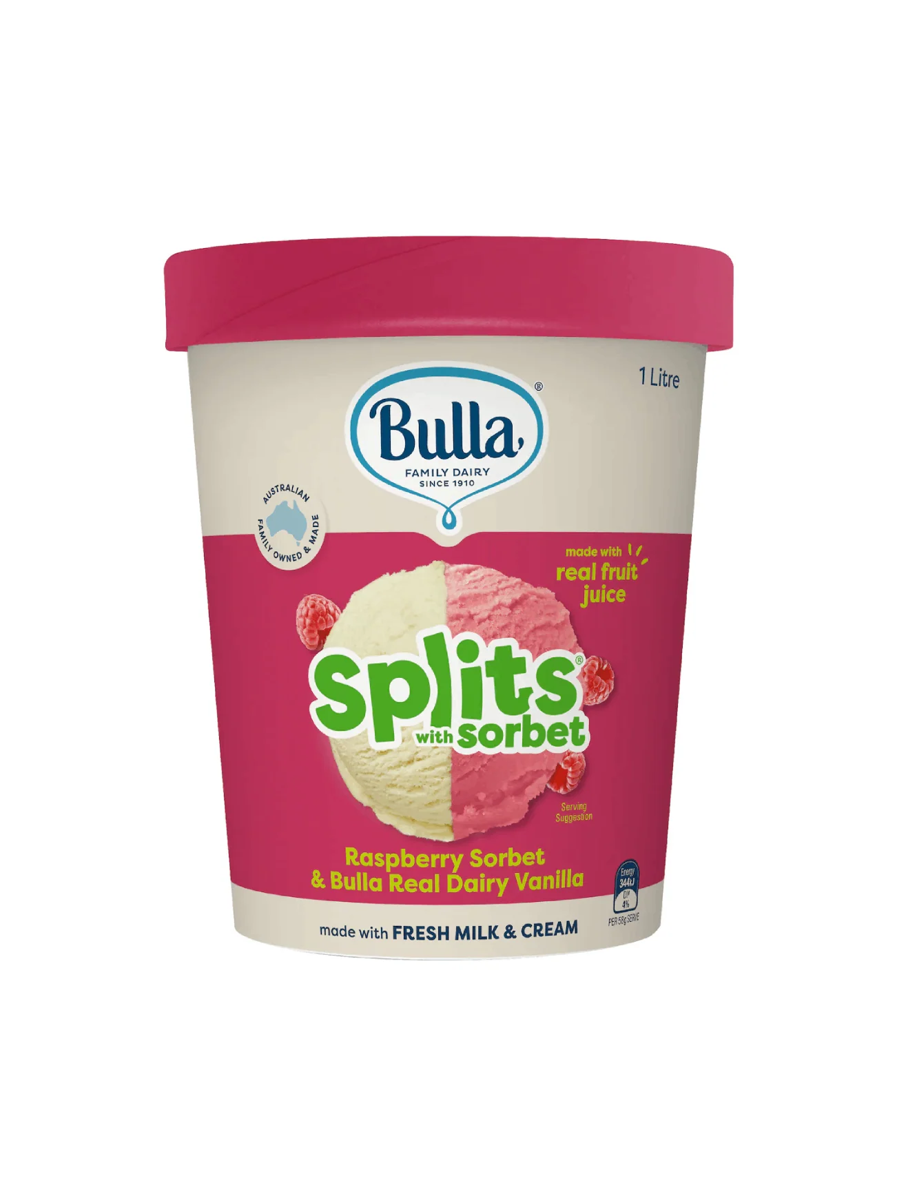 BULLA SPLITS WITH SORBET RASPBERRY SORBET 1L