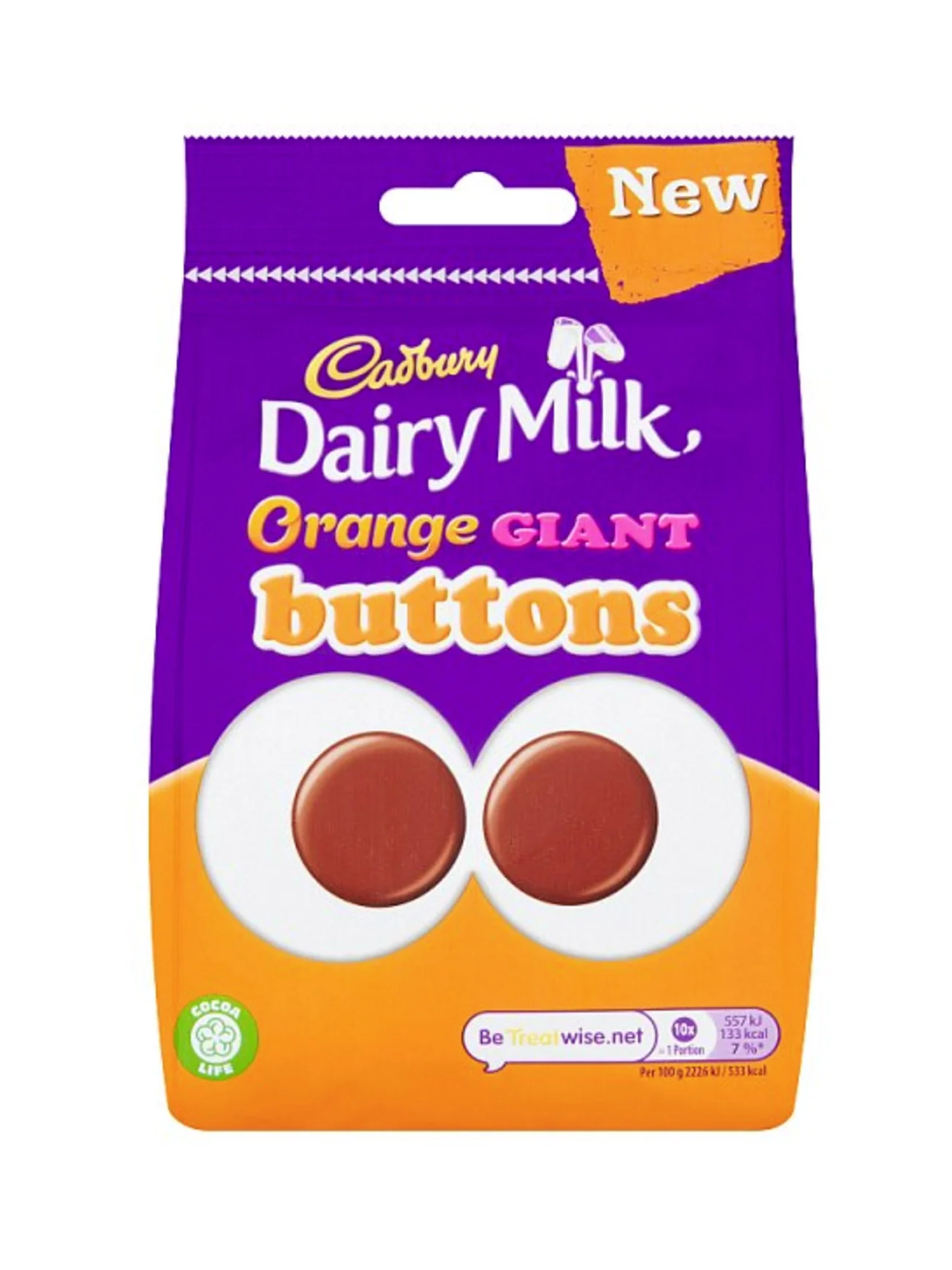 CADBURY DAIRY MILK ORANGE GIANT BUTTONS 110G - Image 2