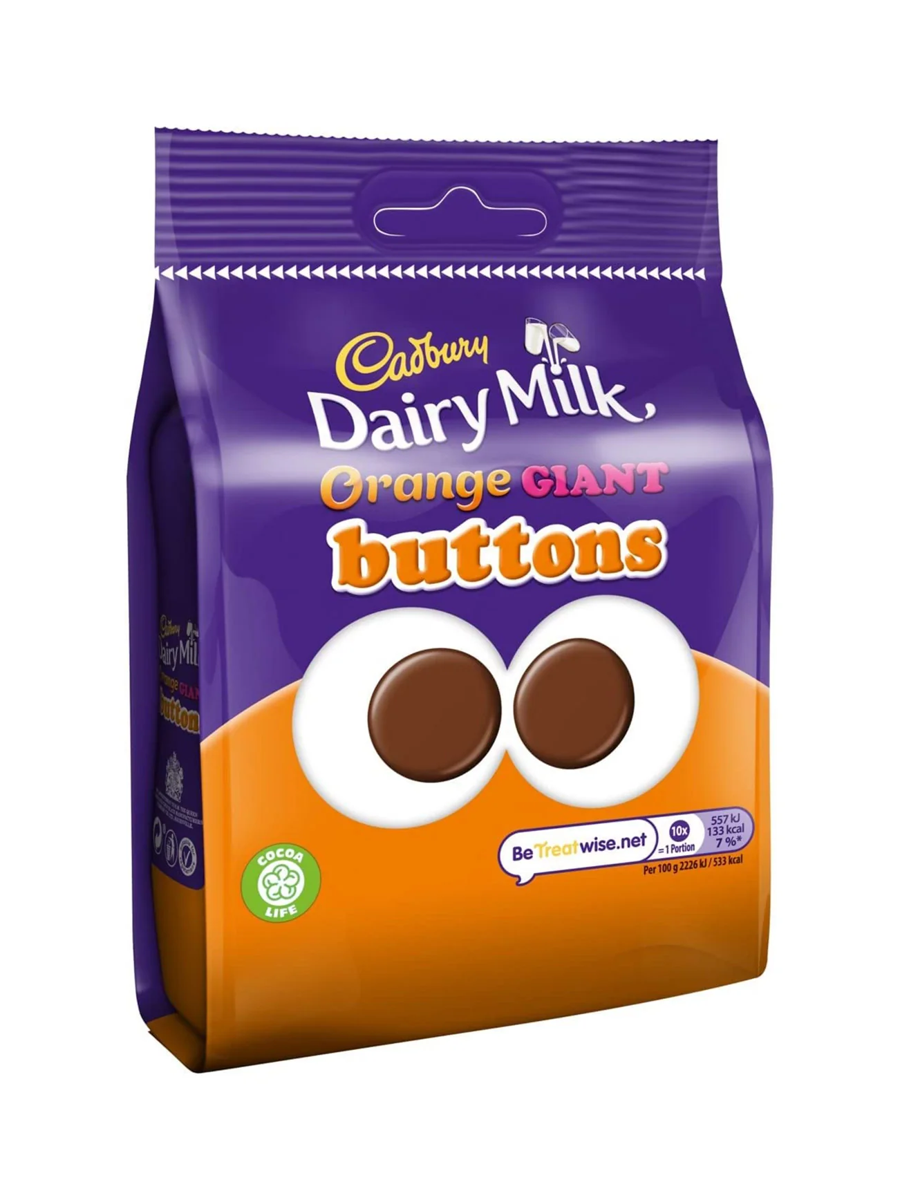 CADBURY DAIRY MILK ORANGE GIANT BUTTONS 110G - Image 3