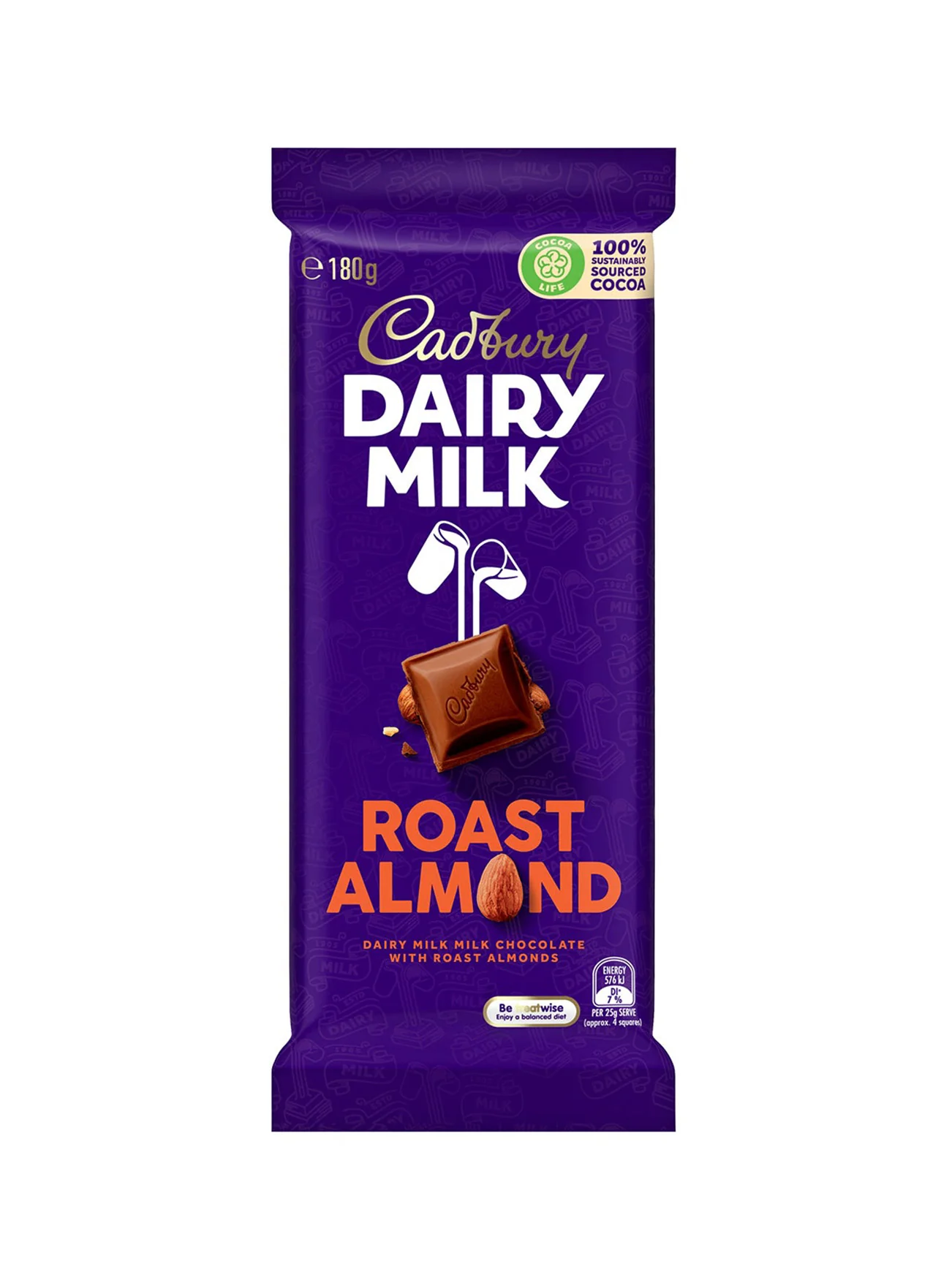 CADBURY DAIRY MILK ROAST ALMOND BLOCK 180G - Image 2