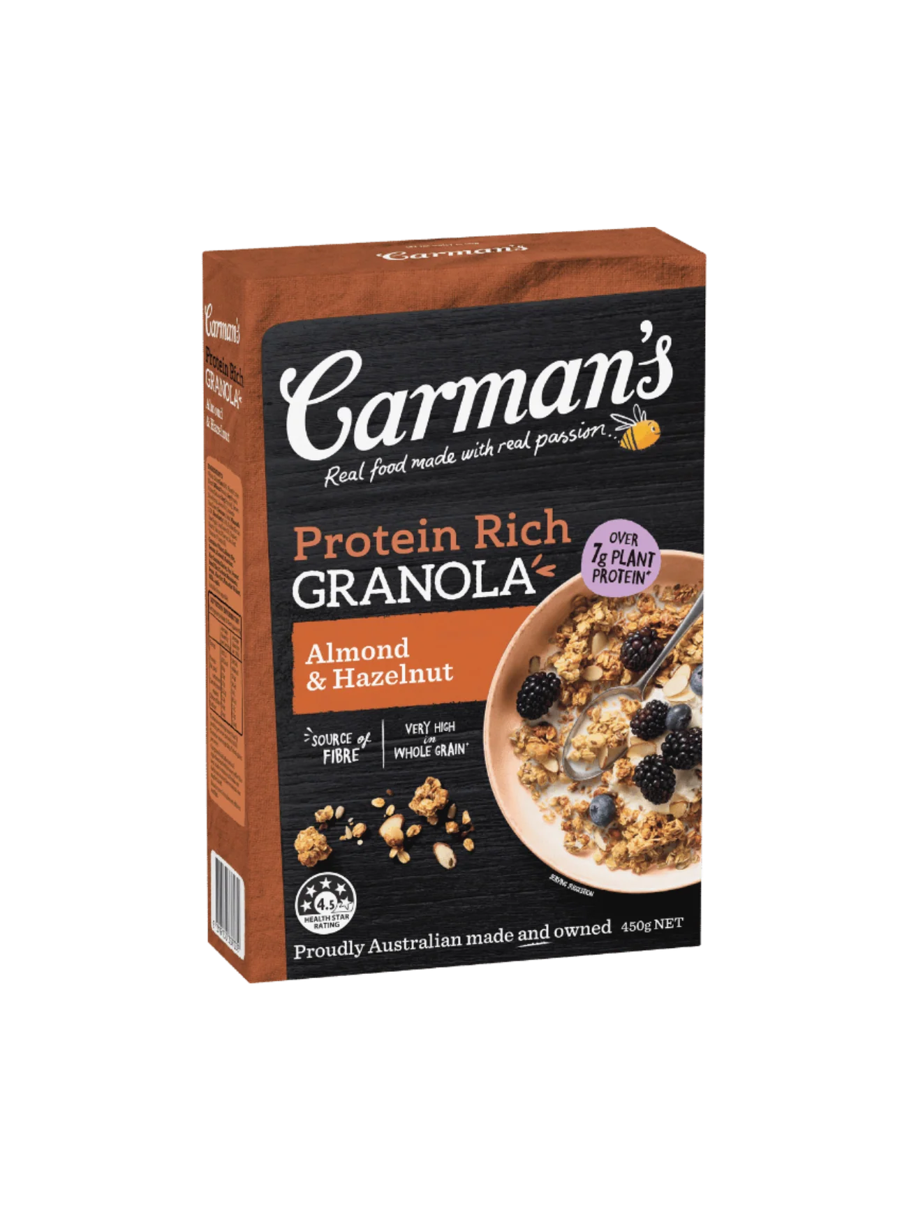CARMENS GRANOLA PROTEIN RICH ALMND & HAZELNUT 450G