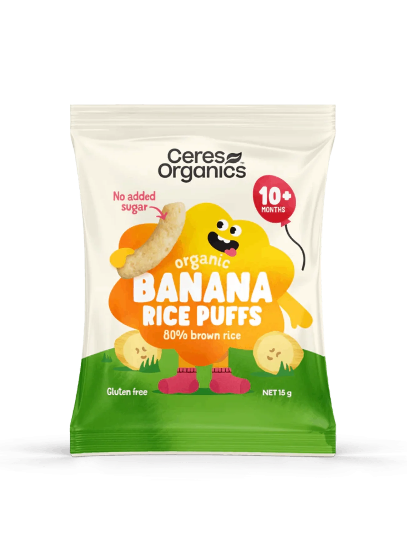 CERES ORG BABY RICE PUFFS BANANA 15G