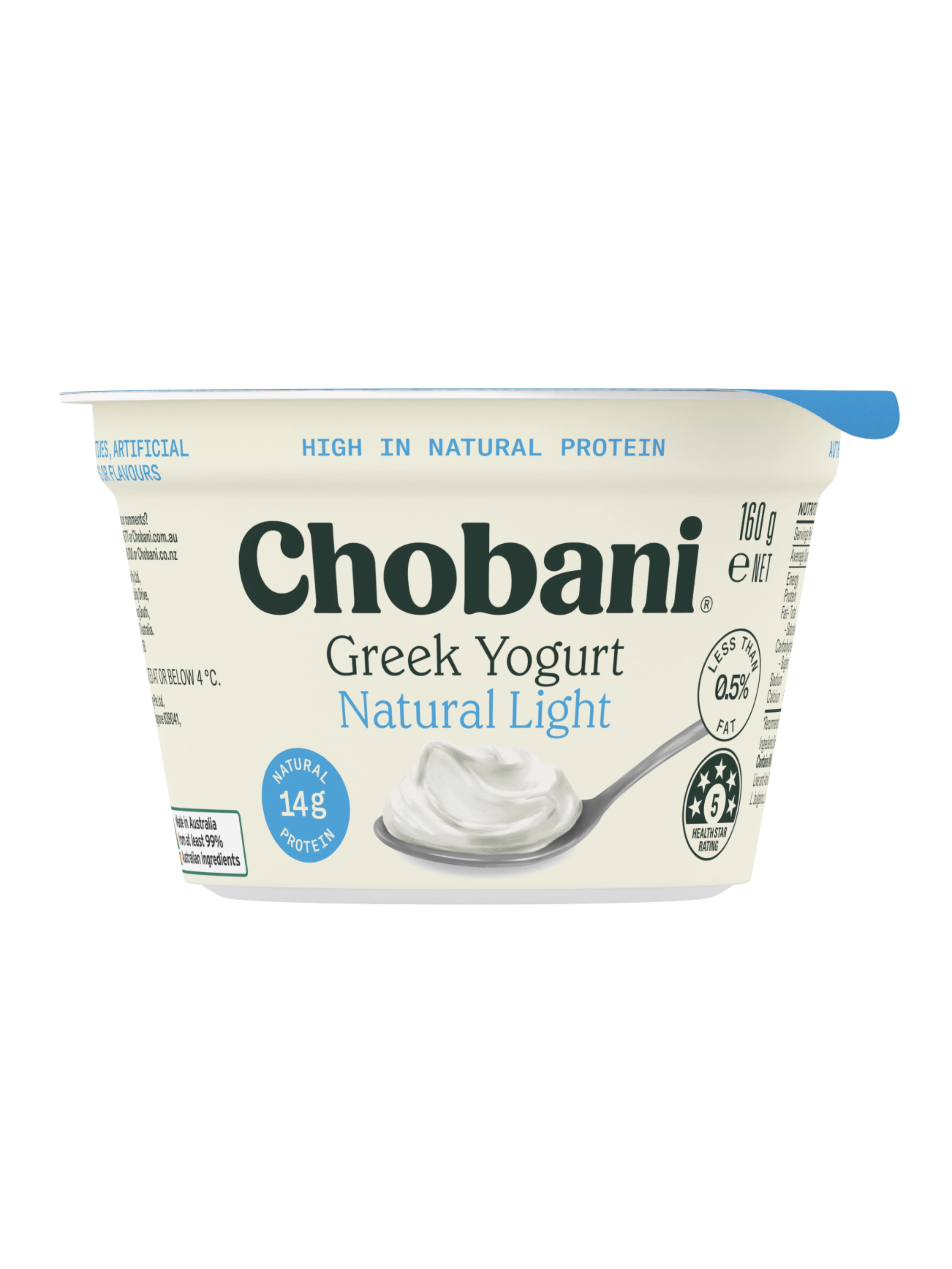 CHOBANI GREEK YOGHURT 0% FAT NATURAL LIGHT 160G