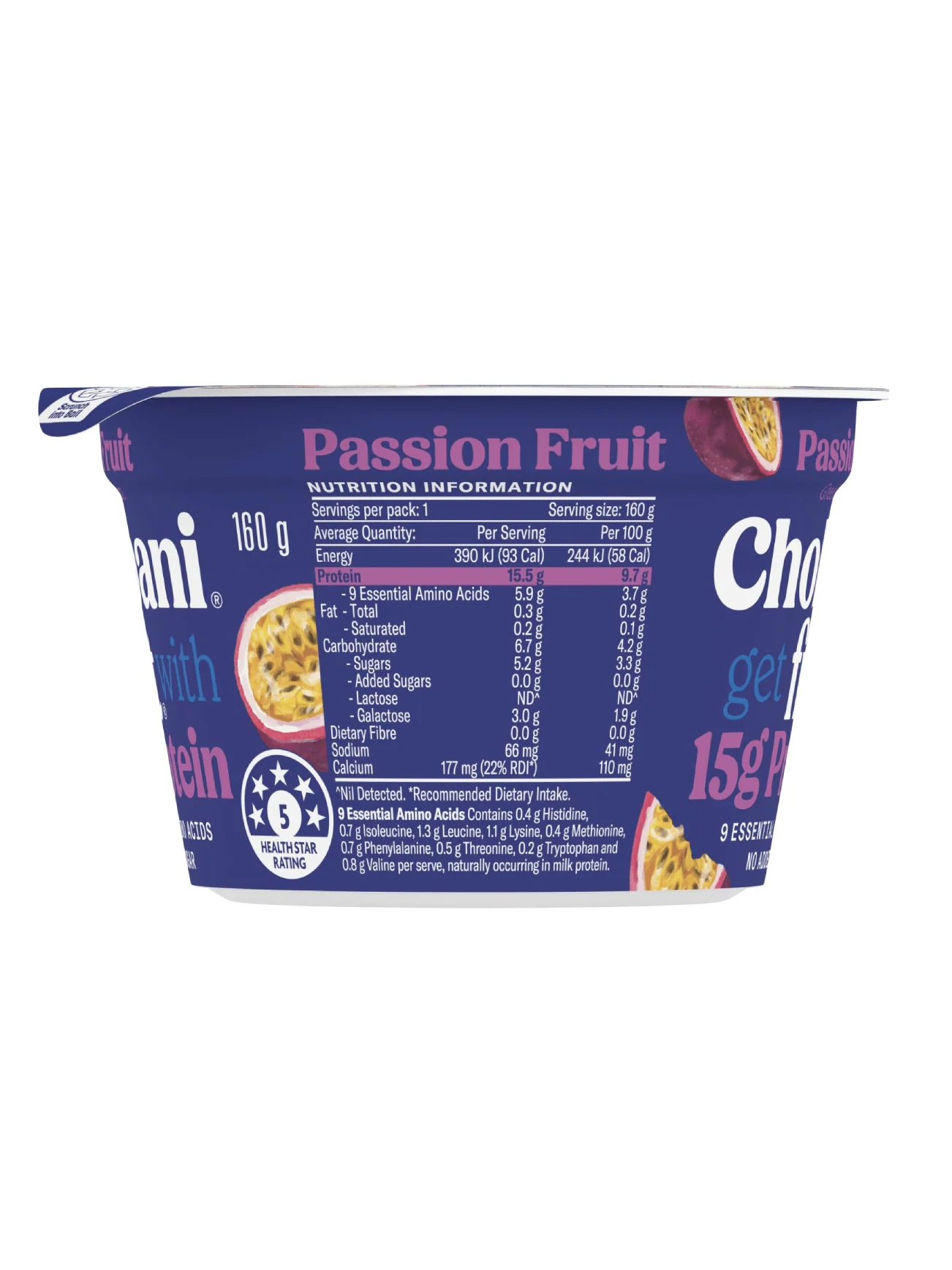CHOBANI GREEK YOGHURT FIT PASSIONFRUIT 160G - Image 2