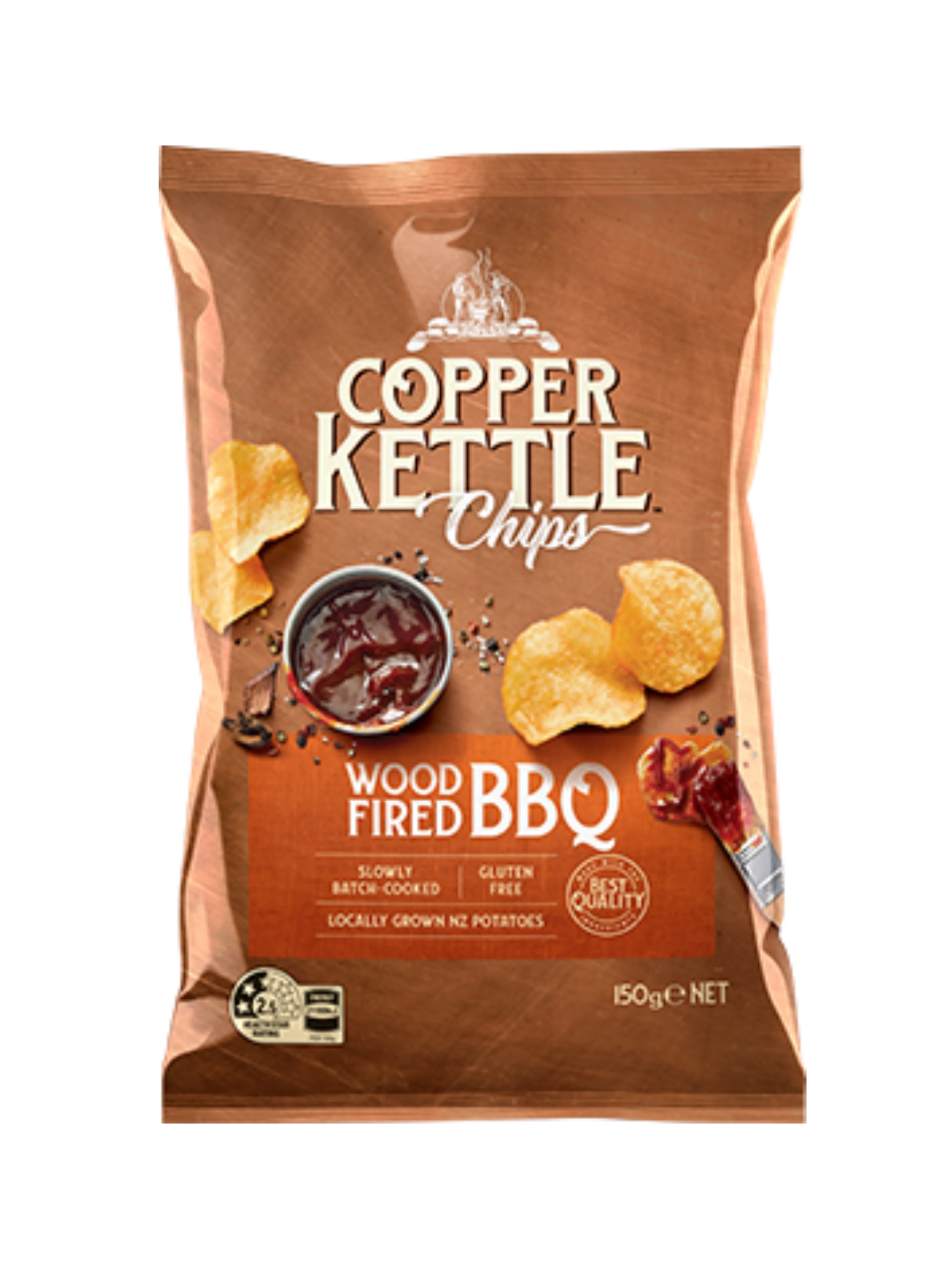 COPPER KETTLE CHIPS WOODFIRED BBQ 150G
