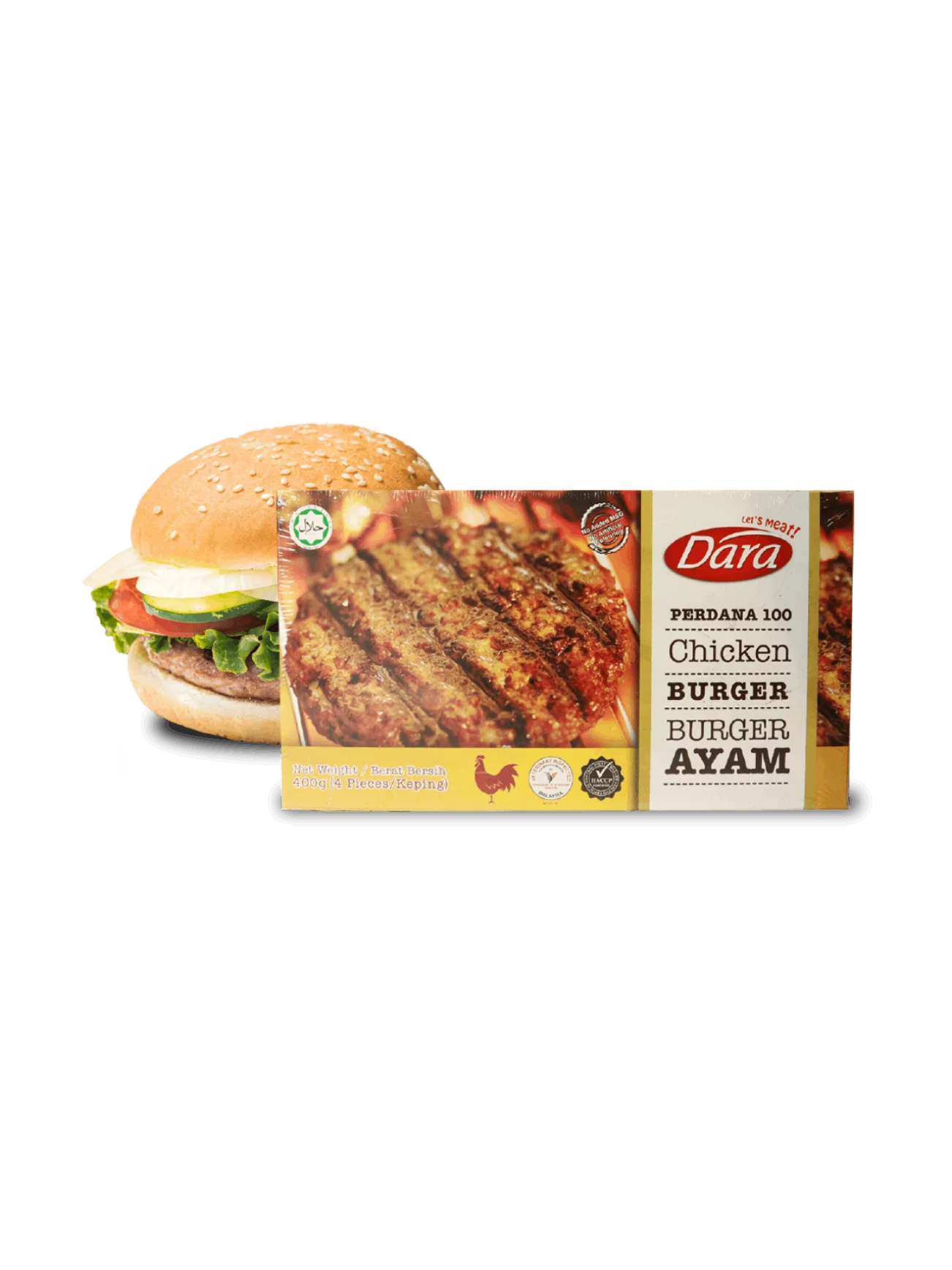 DARA PERDANA 100 CHICKEN BURGER 400G