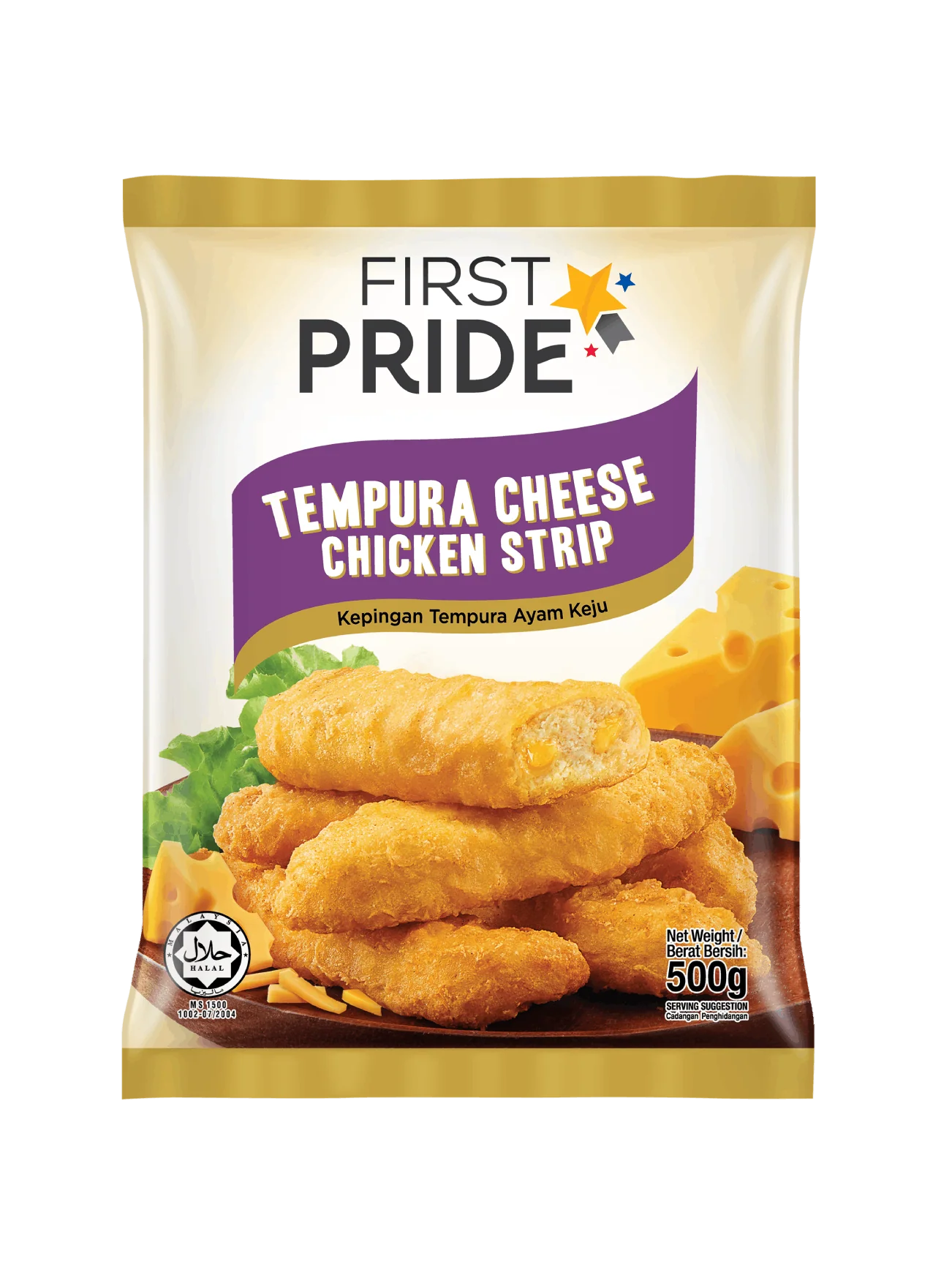 FIRST PRIDE TEMPURA CHEESE CHICKEN STRIPS 500G
