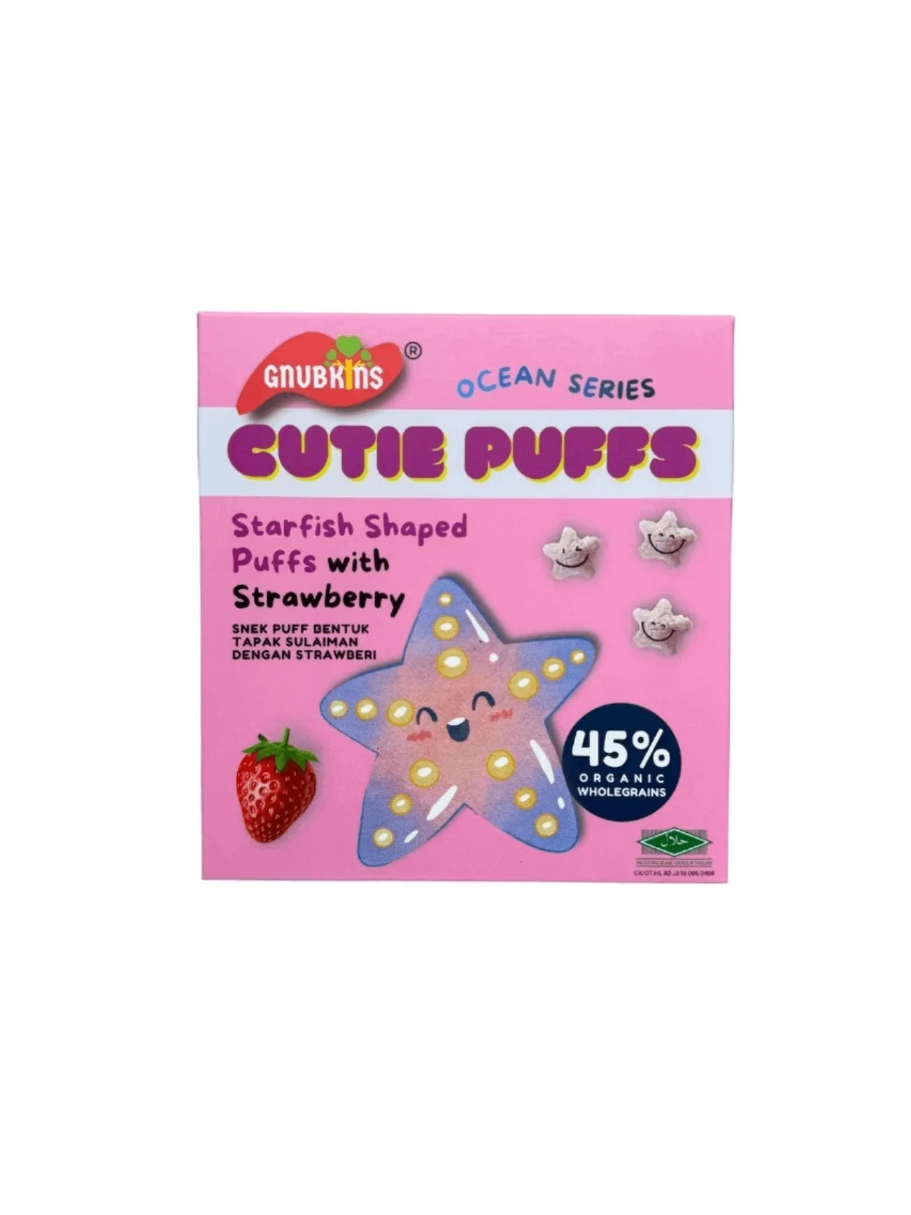 GNUBKINS ORG STARFISH PUFFS STRAWBERRY 32G