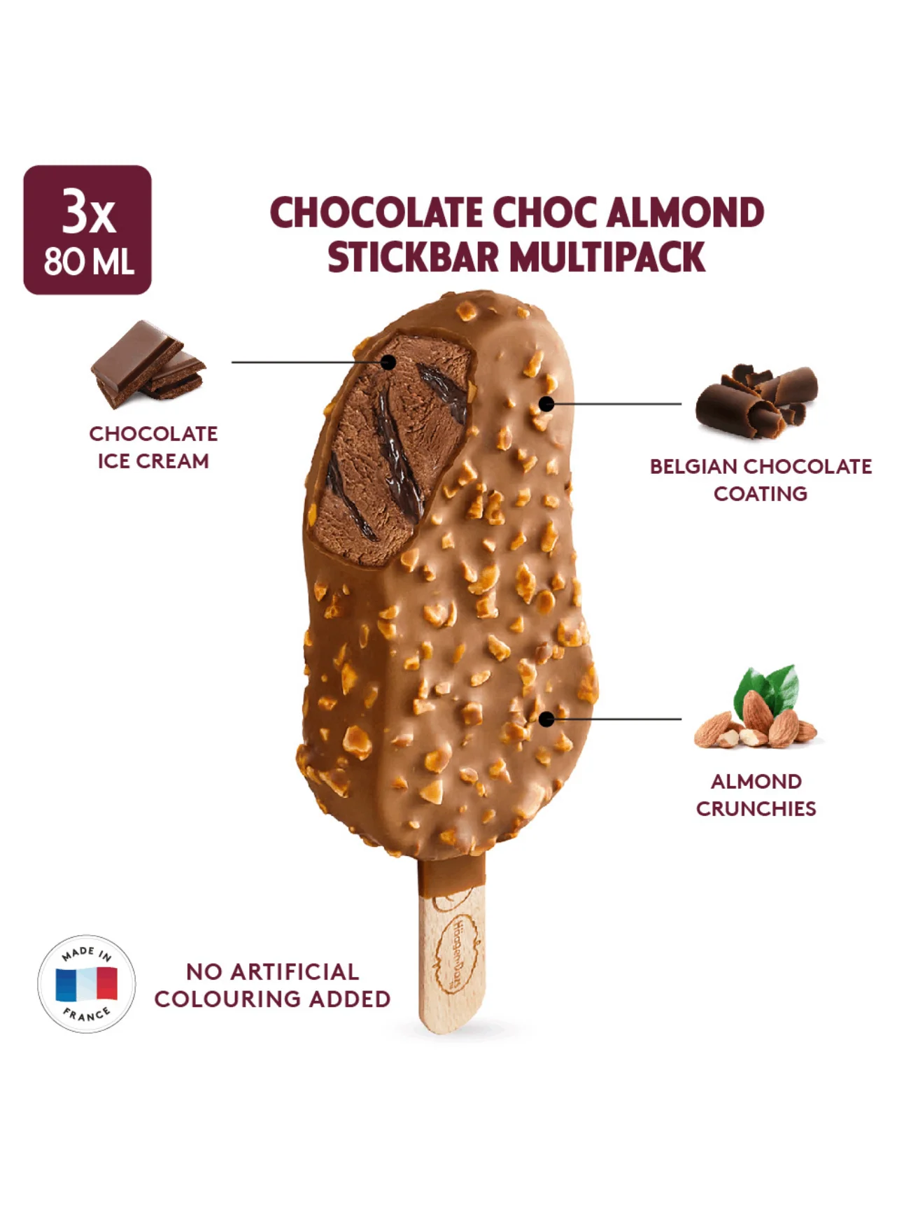 HAAGEN-DAZS CHOCOLATE CHOC ALMOND 3X80ML - Image 3
