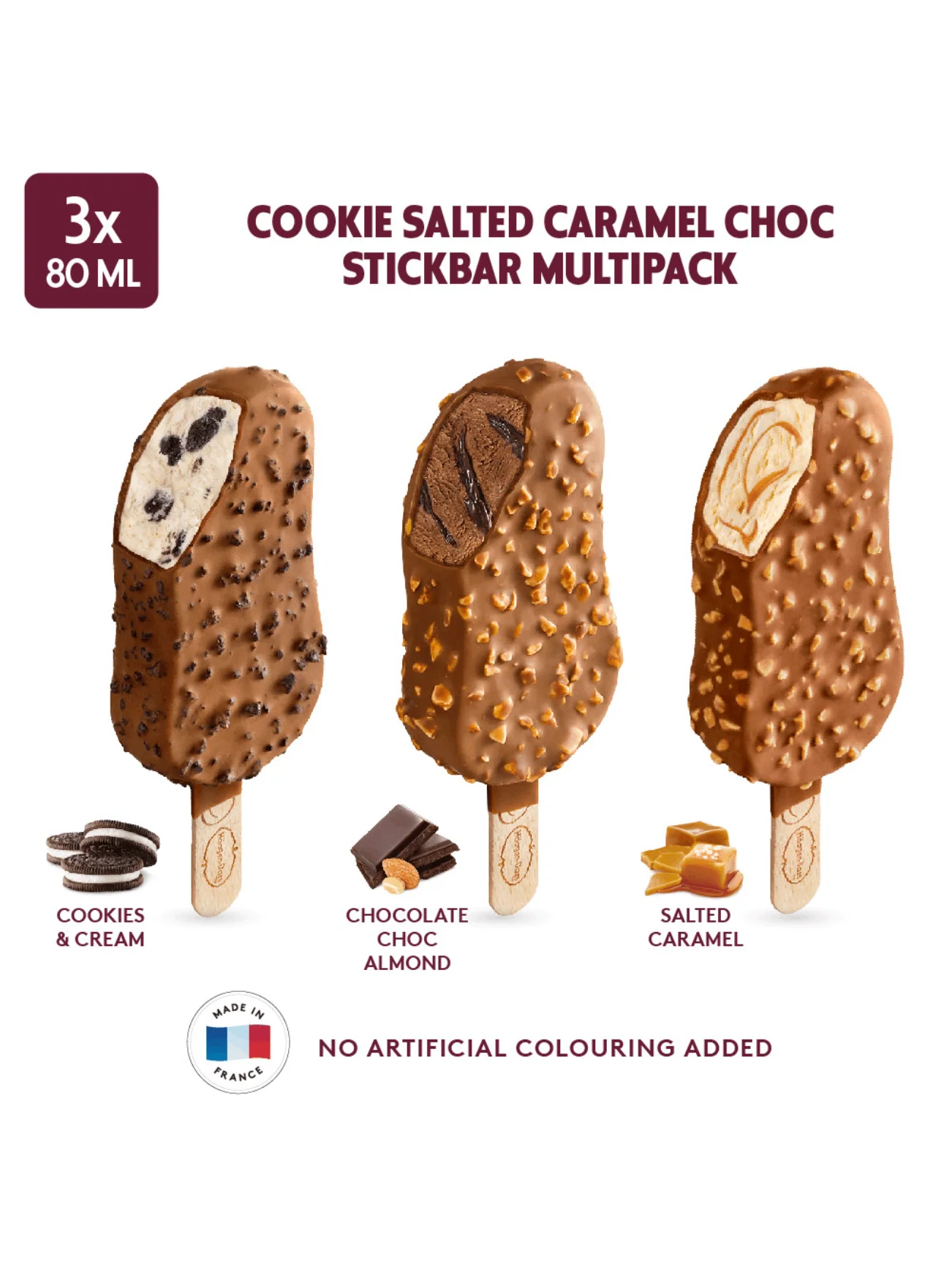 HAAGEN-DAZS COOKIES, SALTED, CHOC STICKBAR 3X80ML - Image 3