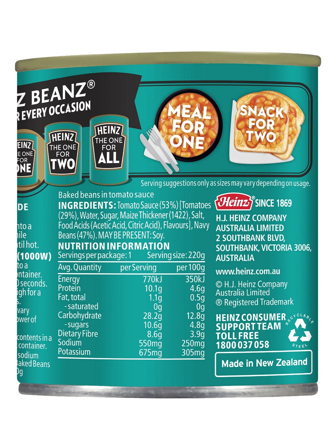 HEINZ BEANZ SALT REDUCED 220G - Image 4