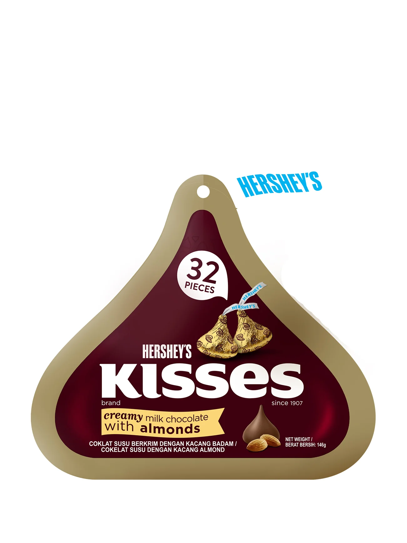 HERSHEY'S ICONIC KISSES ALMOND 146G - Image 2