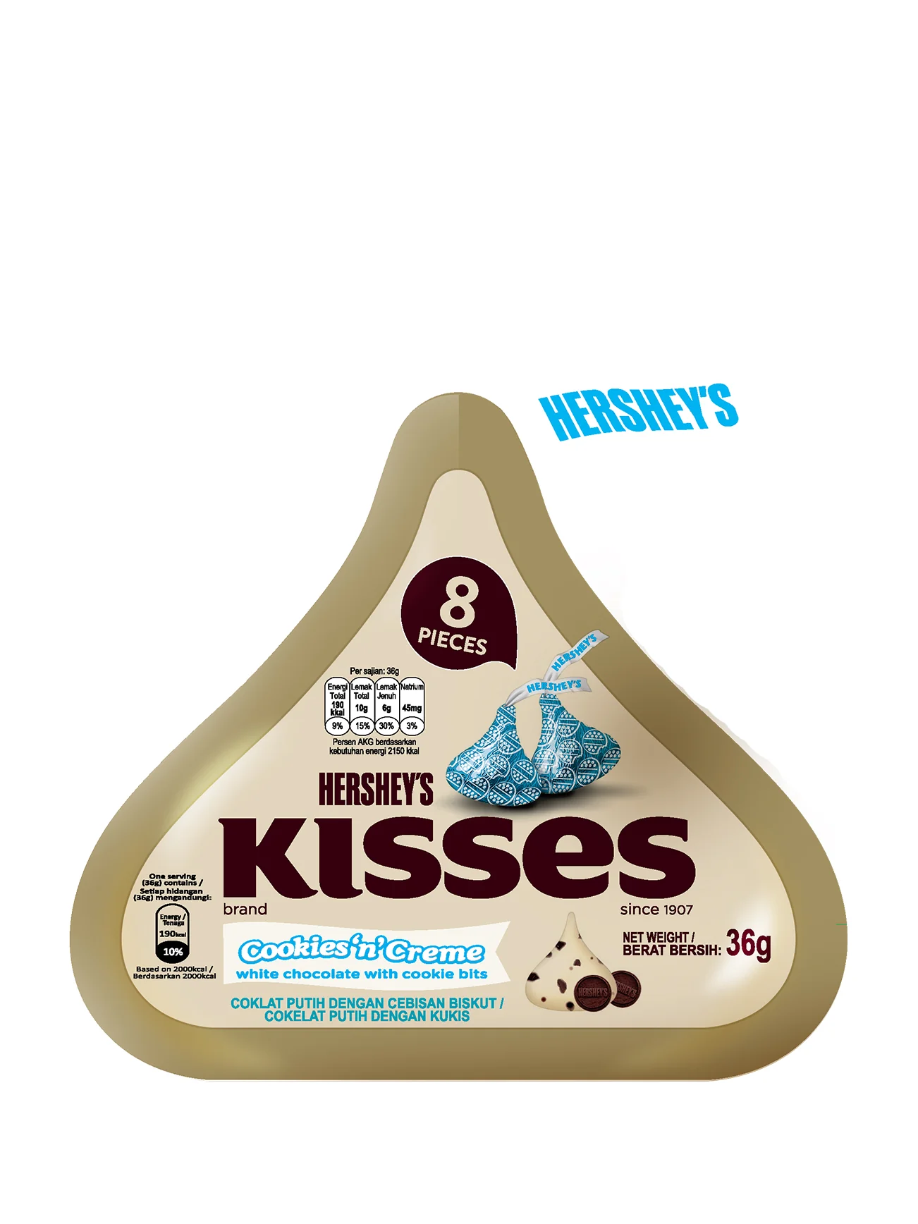 HERSHEY'S ICONIC KISSES COOKIES N CREME 36G