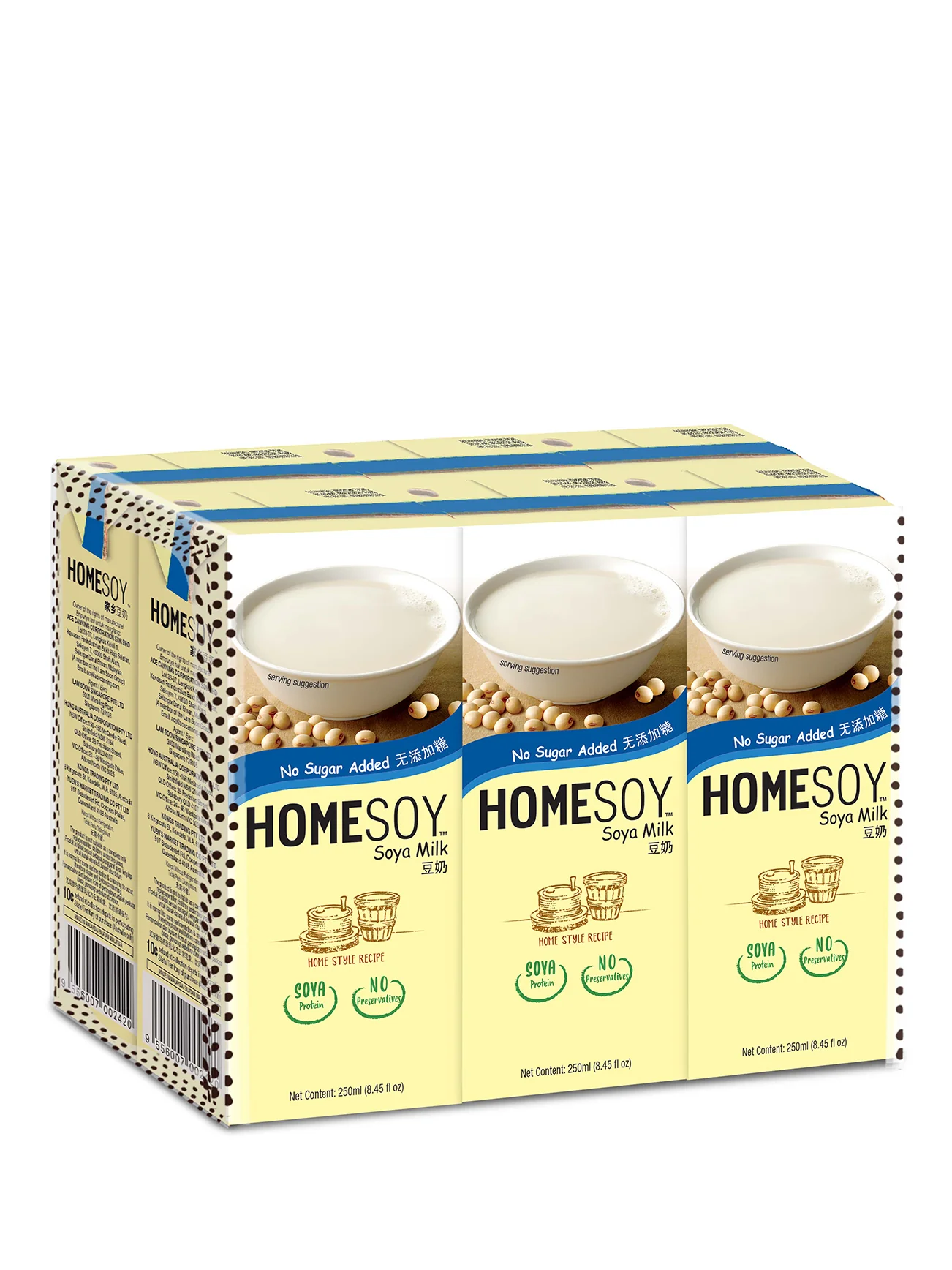 HOMESOY NO SUGAR ADDED 6X250ML