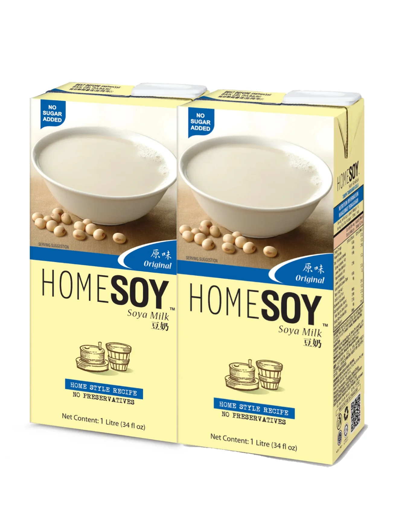 HOMESOY NO SUGAR ADDED VALUE PACK 2X1L