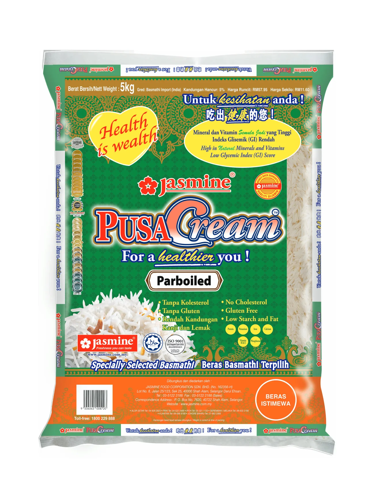 JASMINE PUSA CREAM BASMATHI SELLA PARBOI 5KG