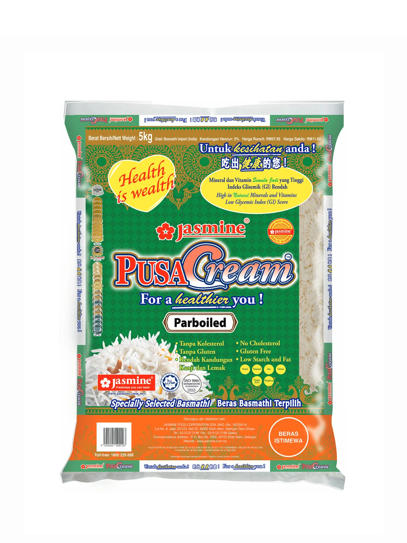 JASMINE PUSA CREAM BASMATHI SELLA PARBOI 5KG - Image 2