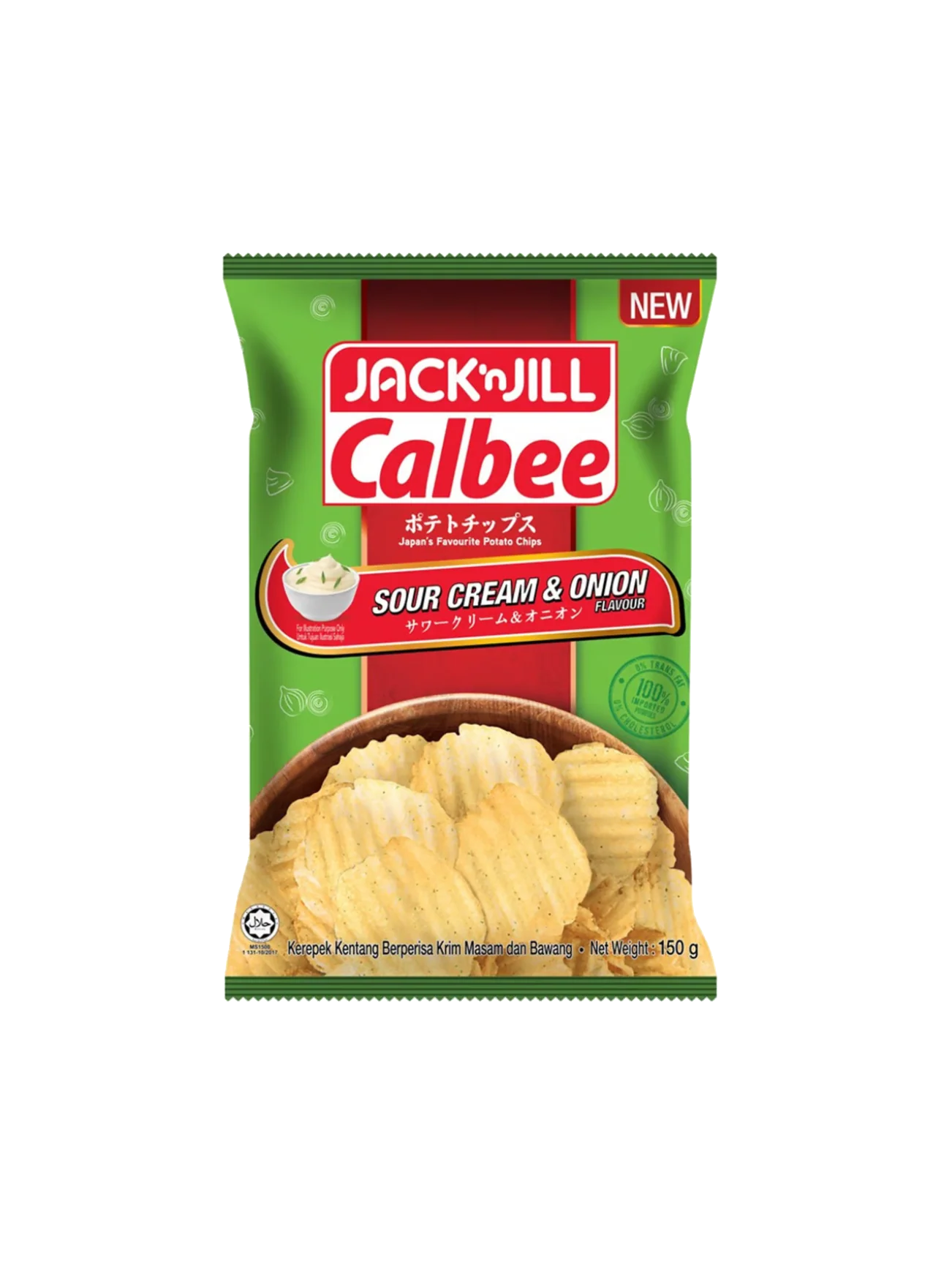 JNJ CALBEE POTATO CHIP SOUR CREAM & ONION 150G