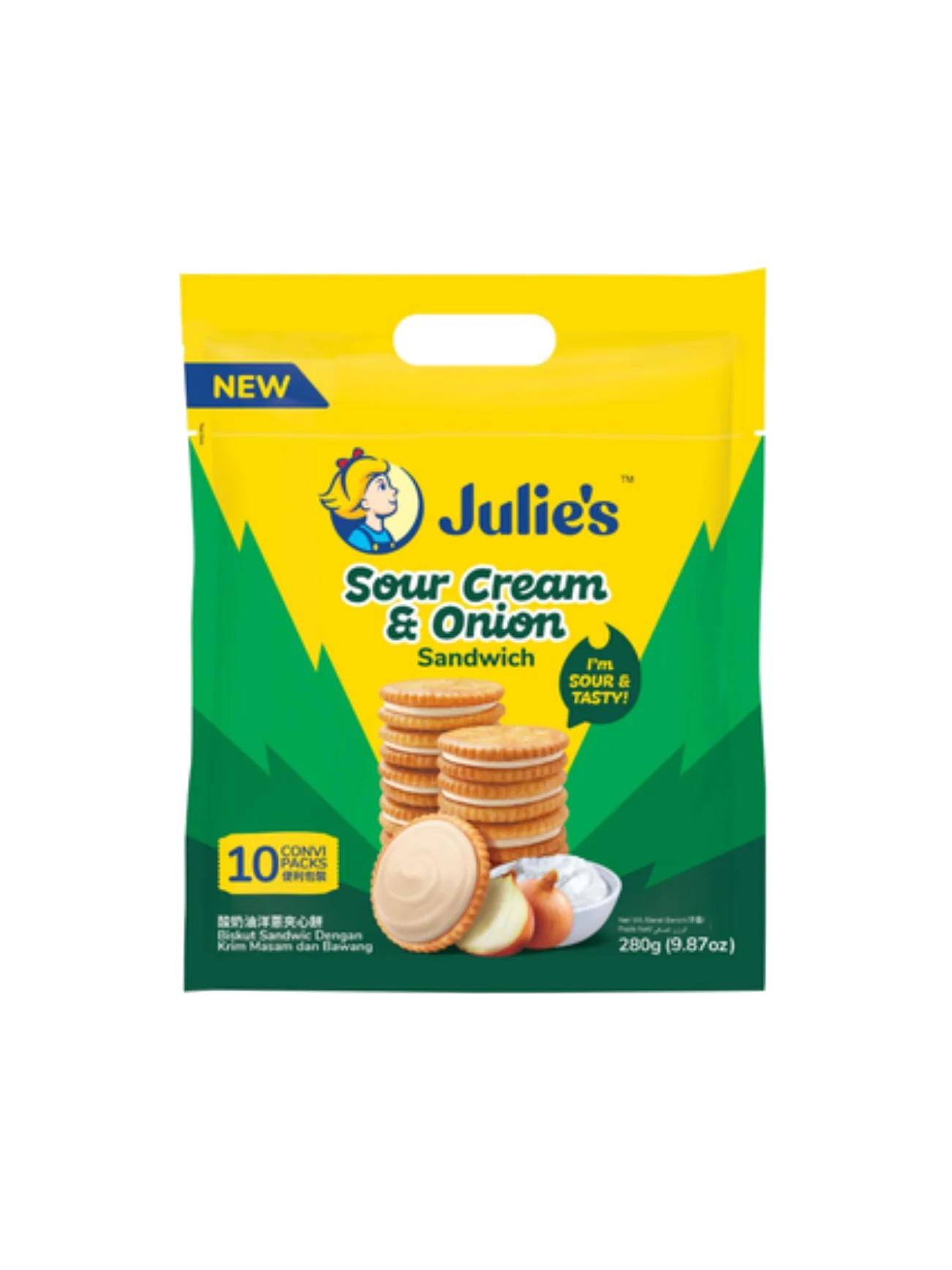 JULIE'S SOUR CREAM & ONION SANDWICH 280G