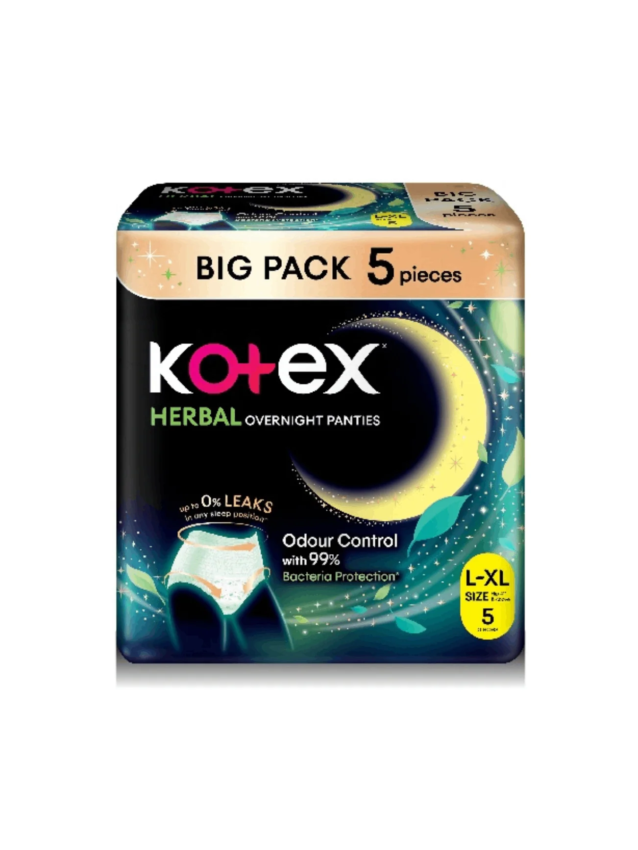 KOTEX HERBAL OVERNIGHT PANTIES L/XL 5S