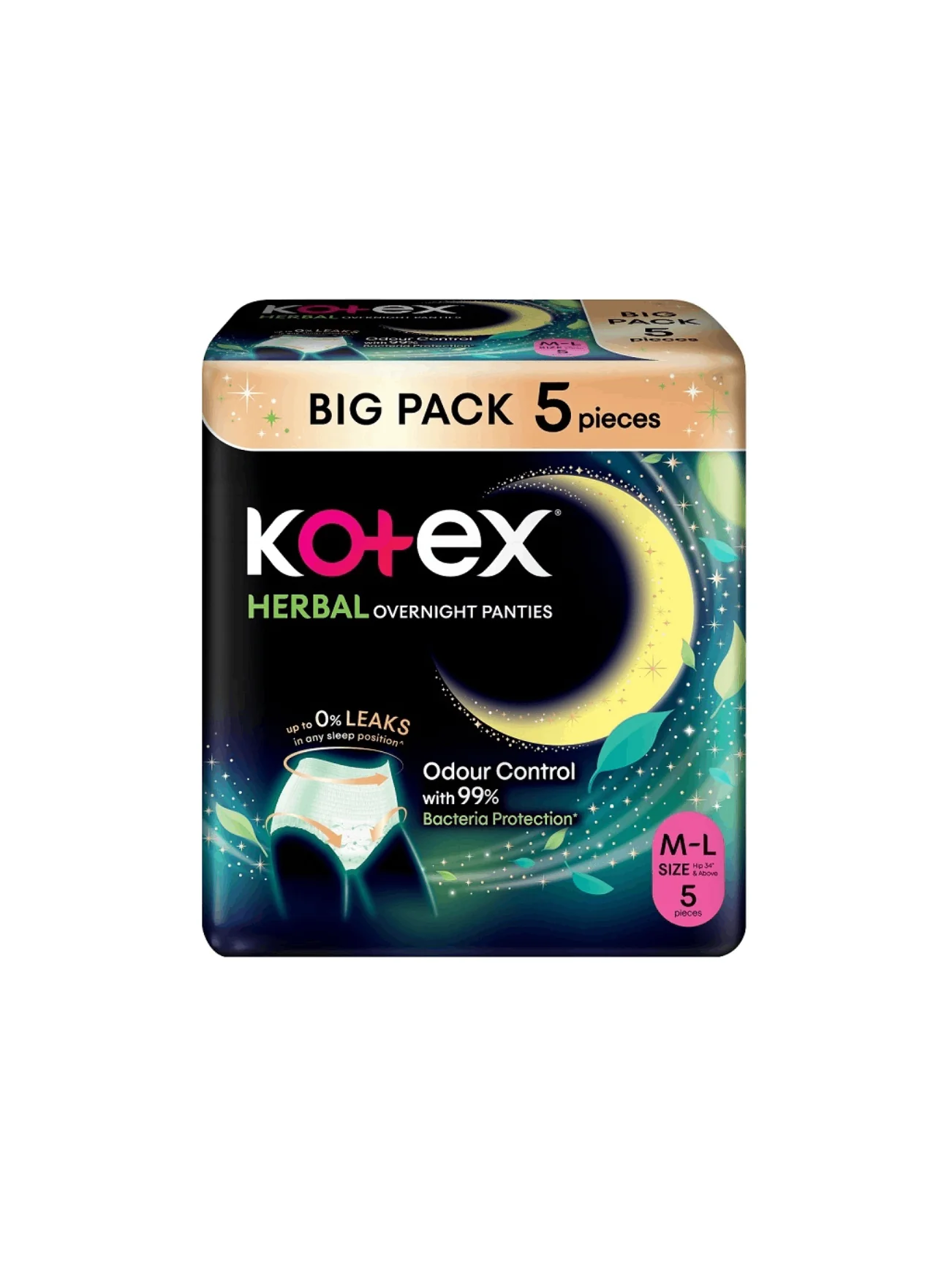 KOTEX HERBAL OVERNIGHT PANTIES M/L 5S