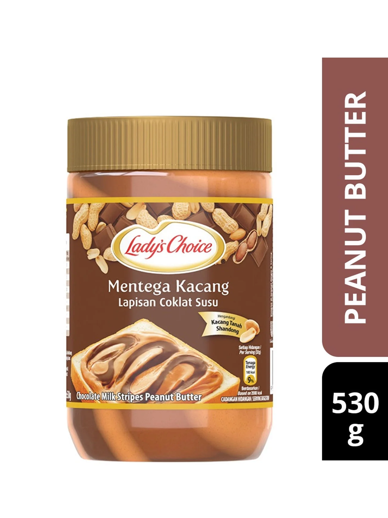 LADYS CHOICE PEANUT BUTTER CHOCO STRIPE 500G