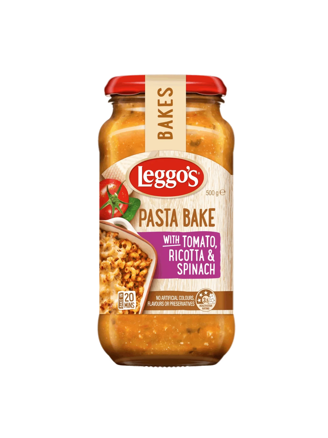 LEGGO'S PASTA BAKE-TOMATO,SPINACH,RICOTA 500G