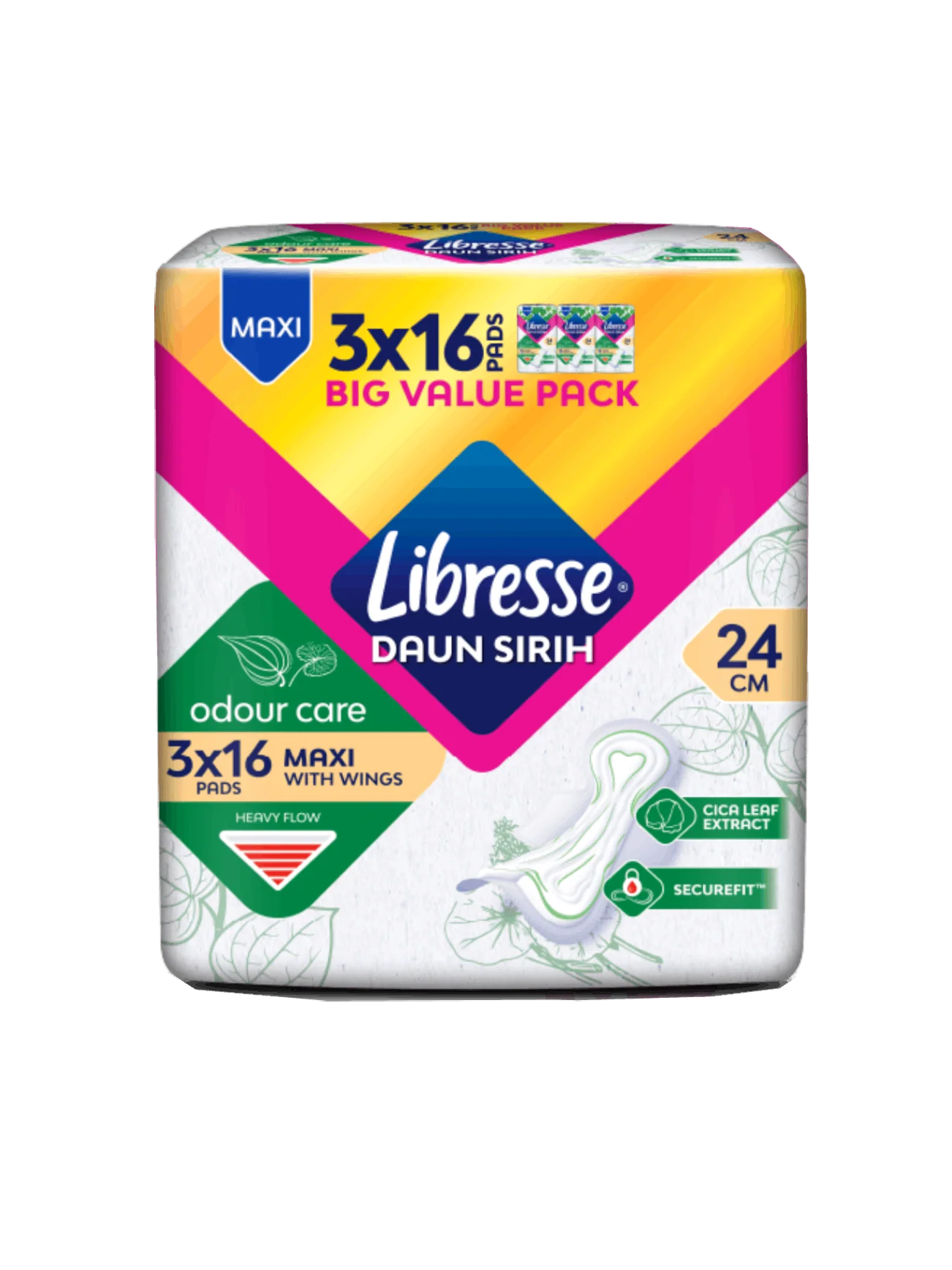 LIBRESSE DAUN SIRIH O/CARE MAXI W 24CM 3X16S