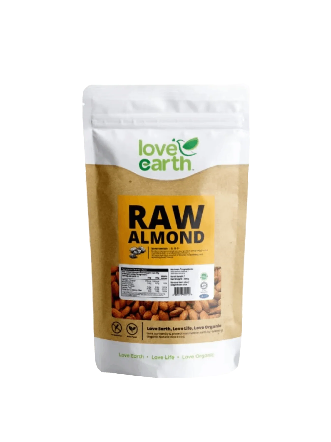 LOVE EARTH NATURAL RAW ALMOND 400GM