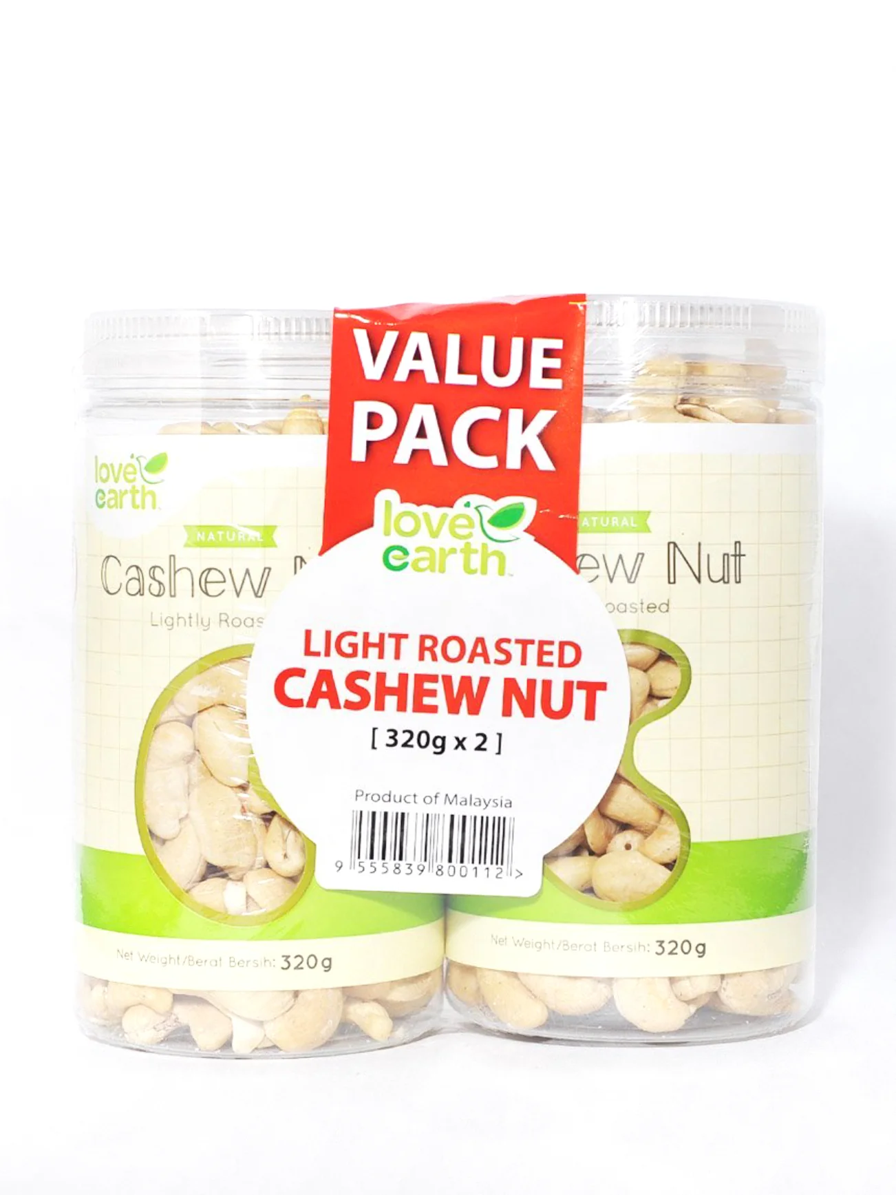 LOVE EARTH ORG LIGHTLY ROASTED CASHEW TP 320GX2 - Image 2