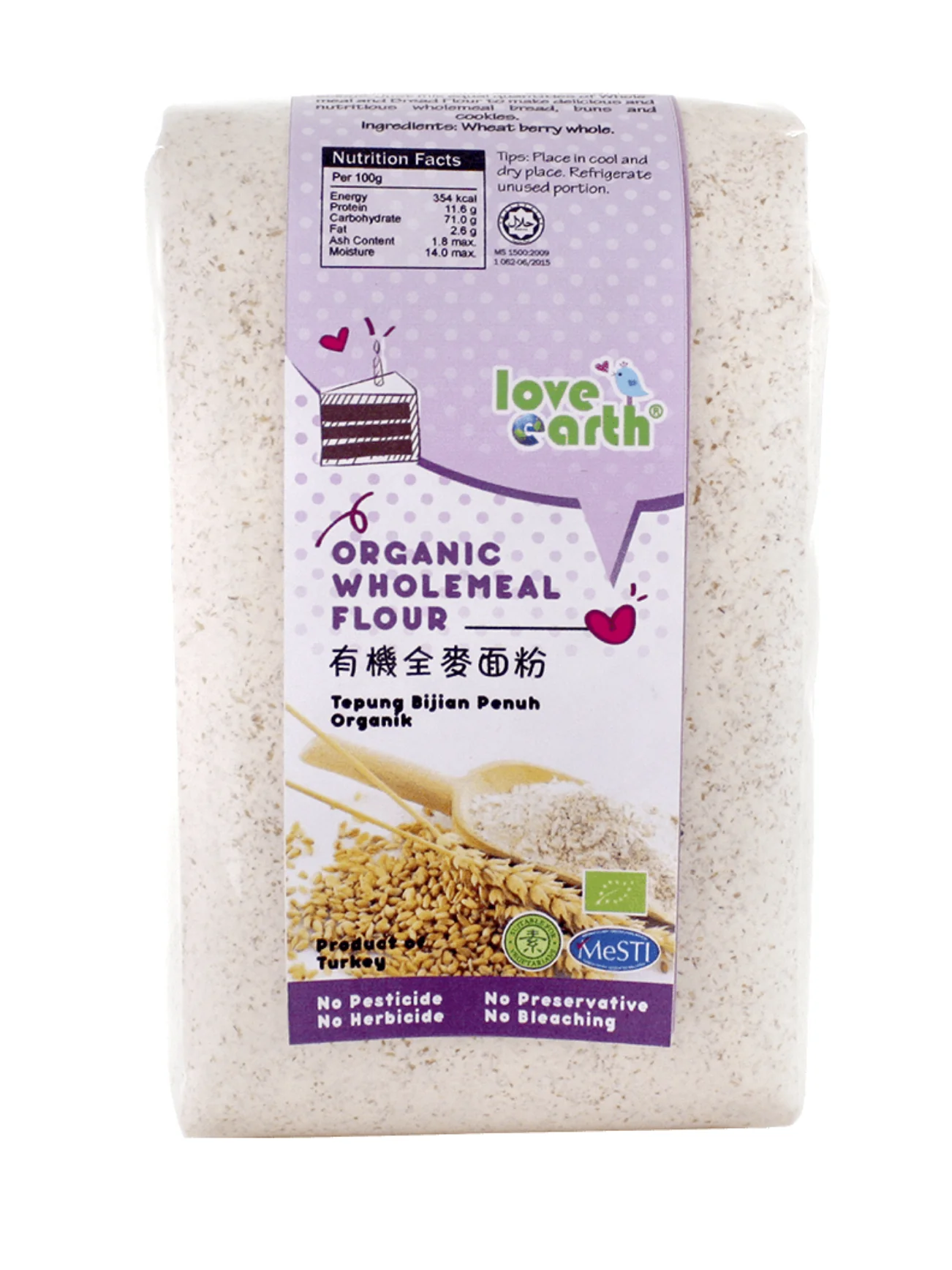 LOVE EARTH ORG WHOLEMEAL FLOUR 900G