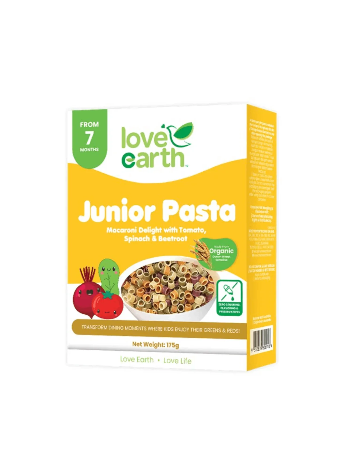 LOVE EARTH ORGANIC KIDS PASTA VEGE MACARONI 175G
