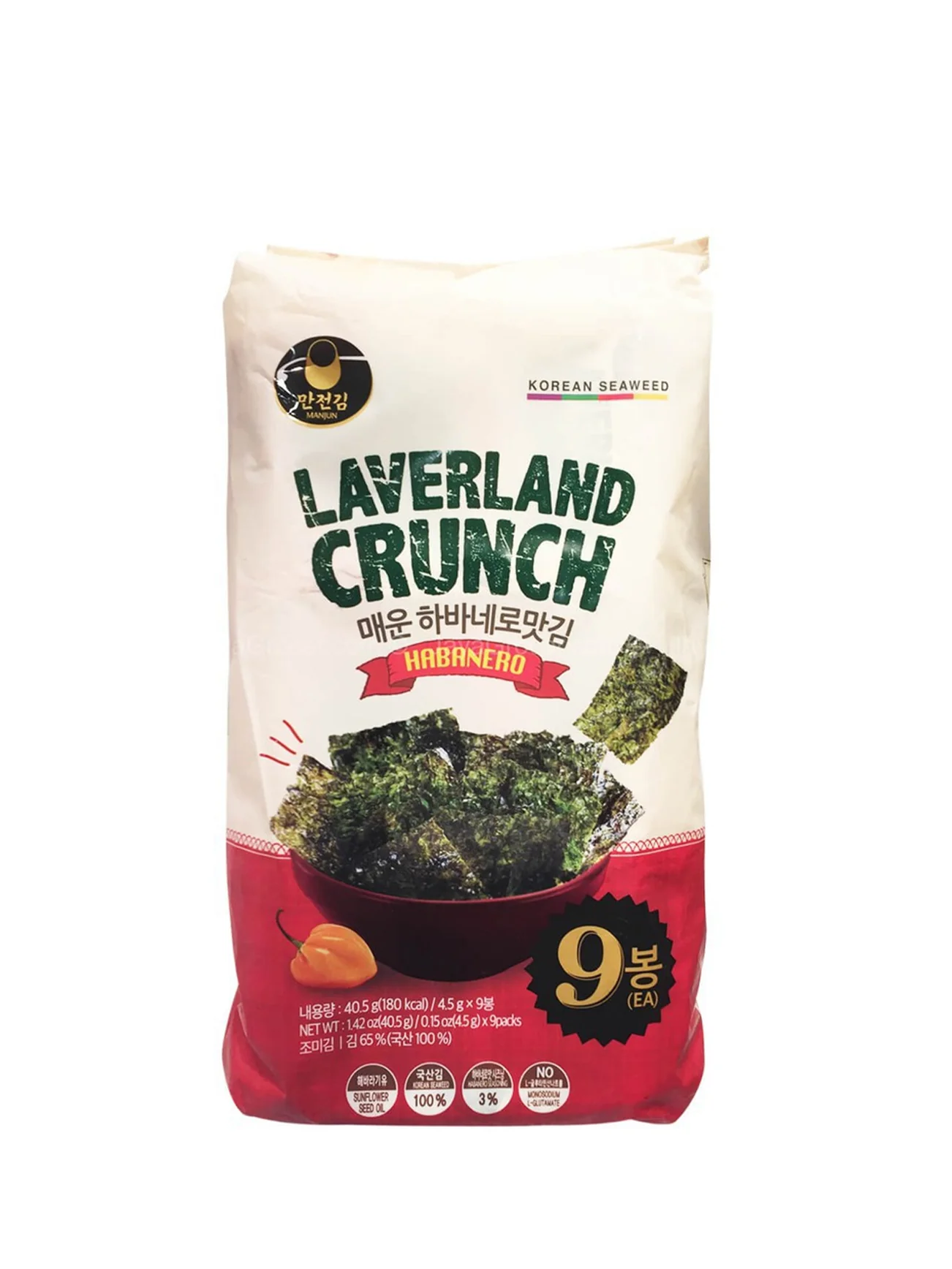 MANJUN CRISPY SEAWEED SNACK HOT&SPICY 9*4.5G - Image 3