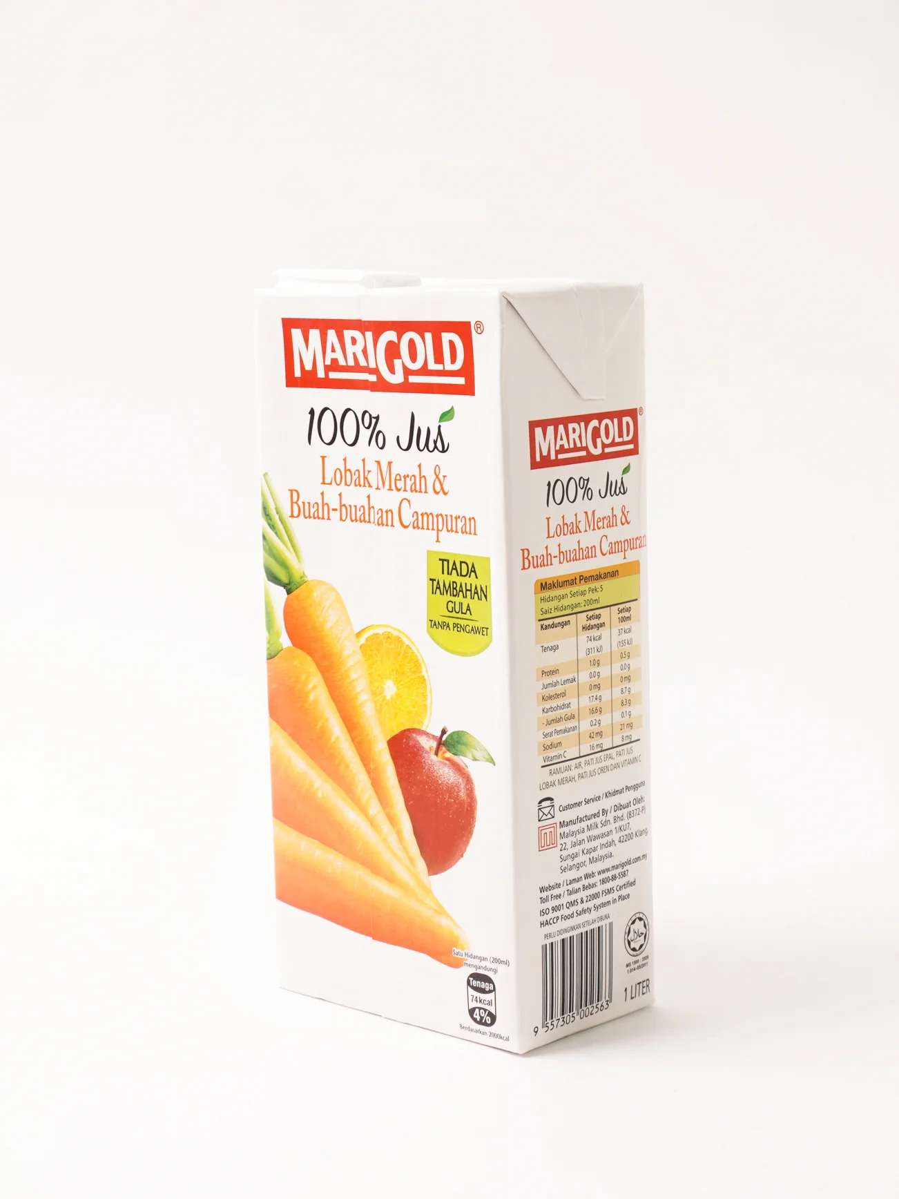 MARIGOLD 100% JUICE CARROT MIX FRUIT 1L - Image 4
