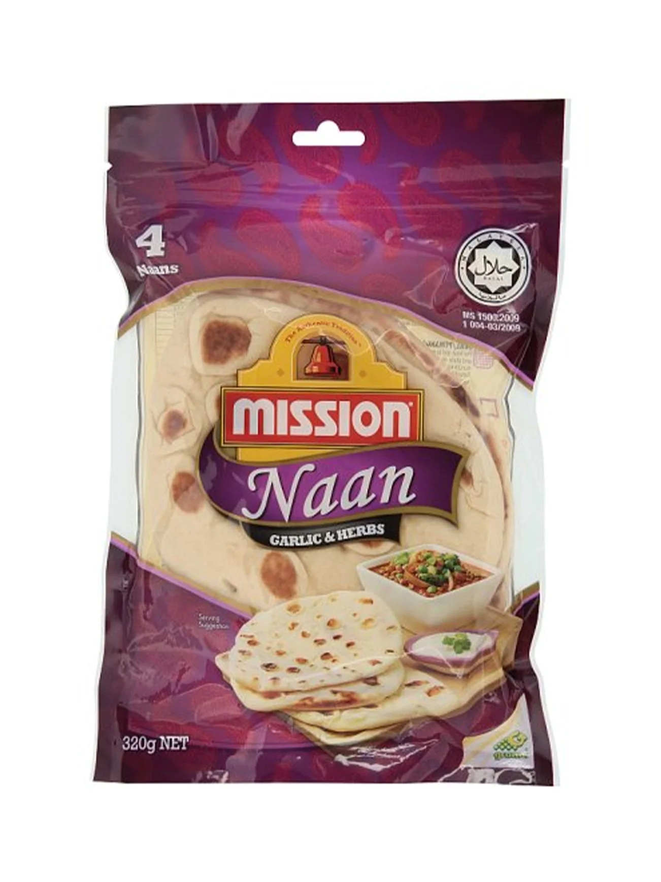 MISSION NAAN GARLIC&HERBS 4'S 320G - Image 2