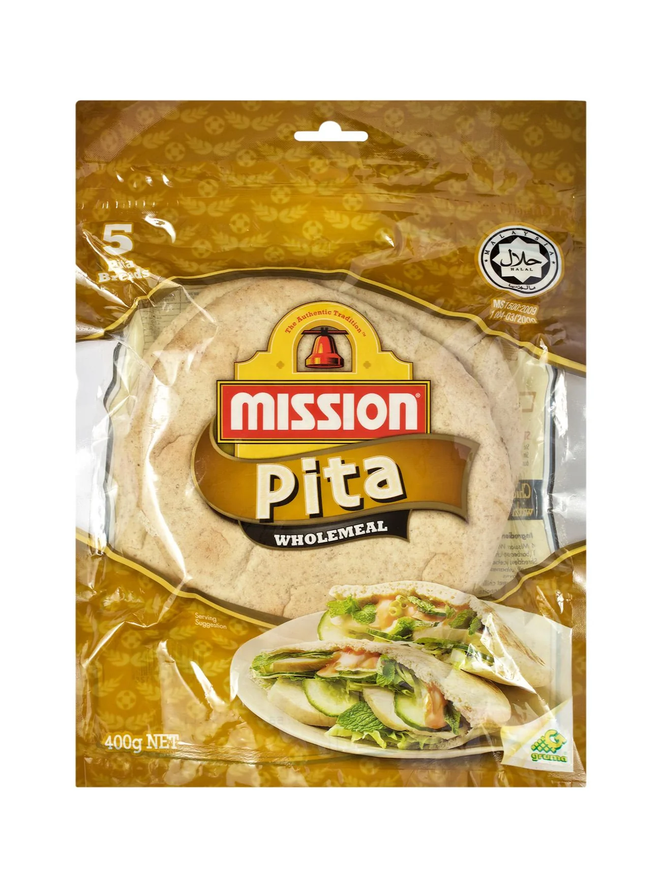 MISSION PITA WHOLEMEAL 5'S 400G - Image 2