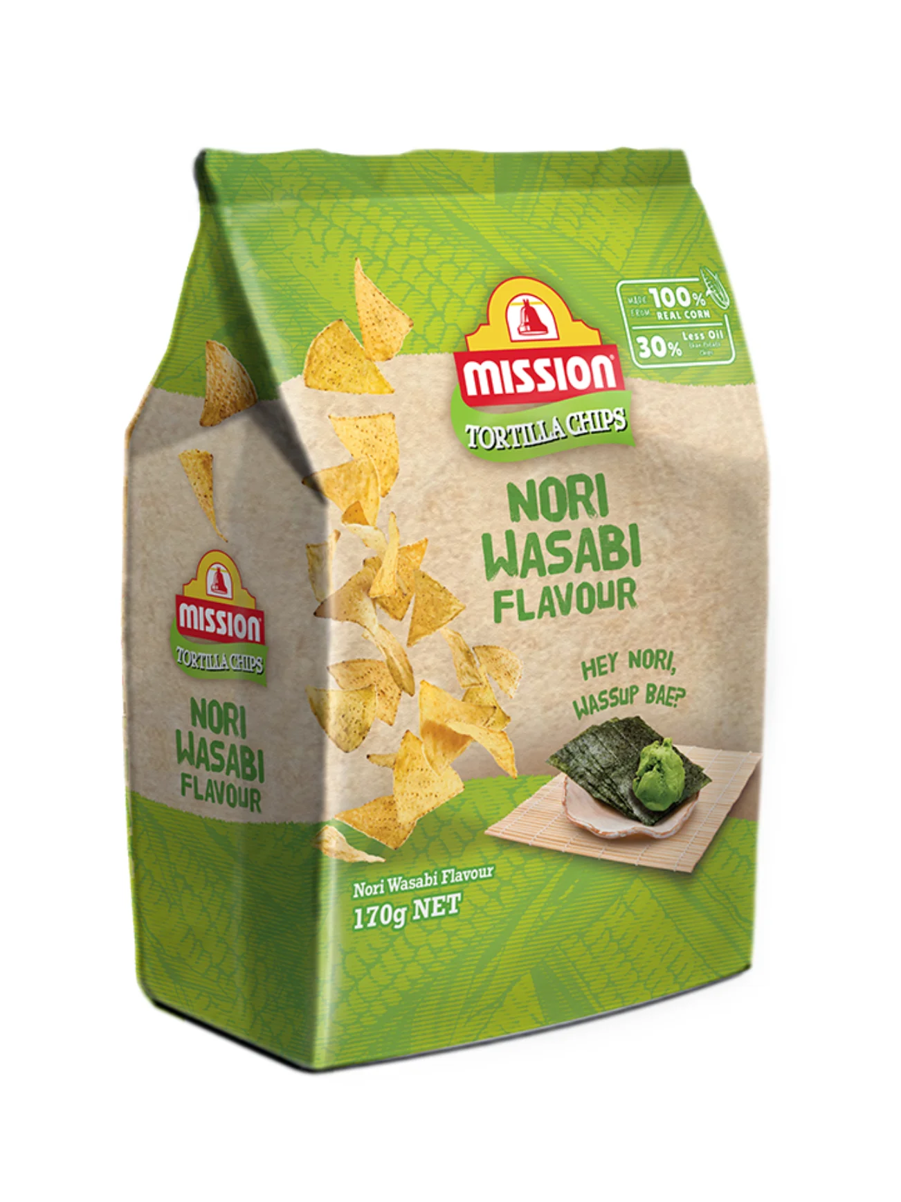 MISSION TORTILLA CHIPS NORI WASABI 170G